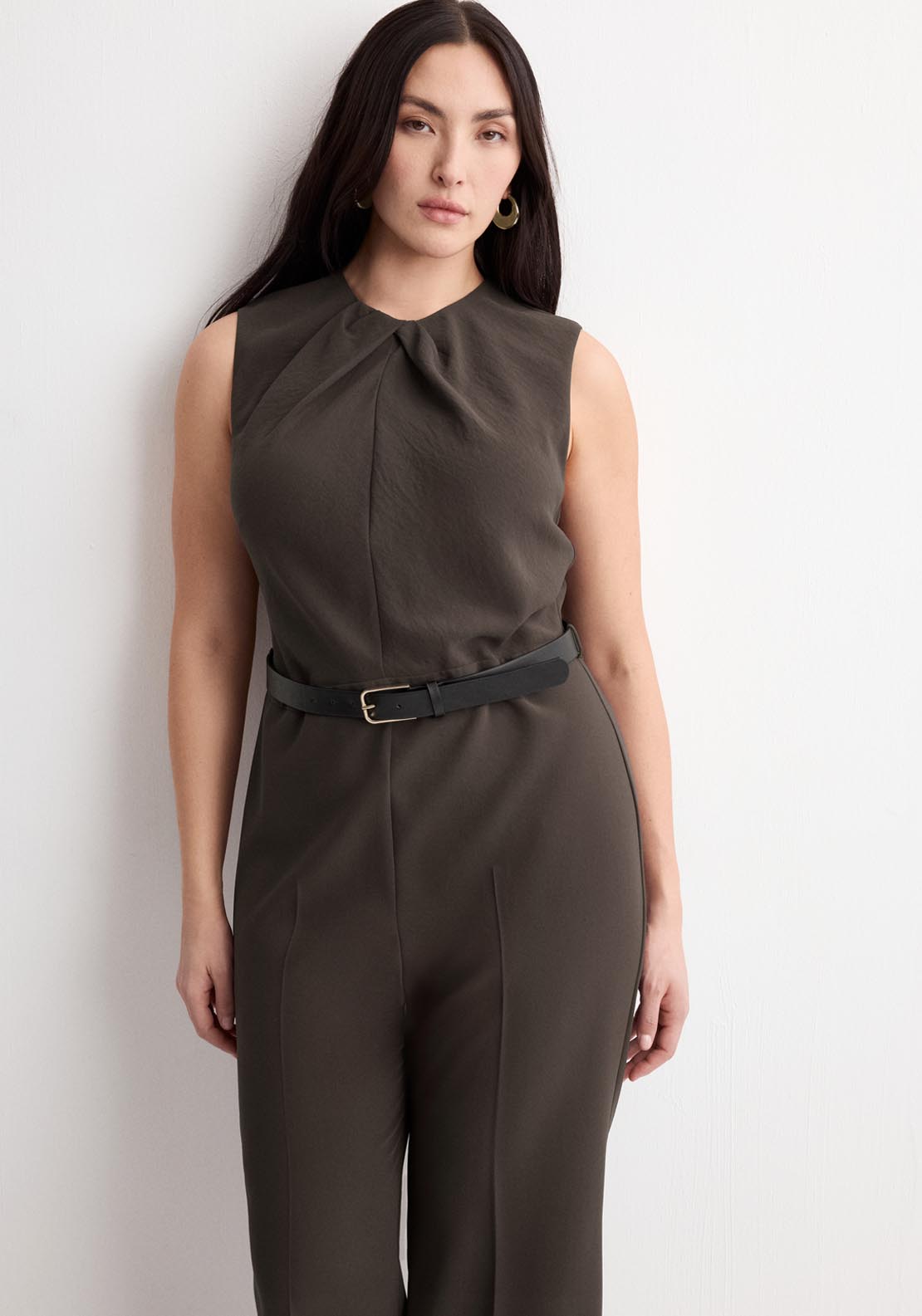 Belted Jumpsuit - Brown