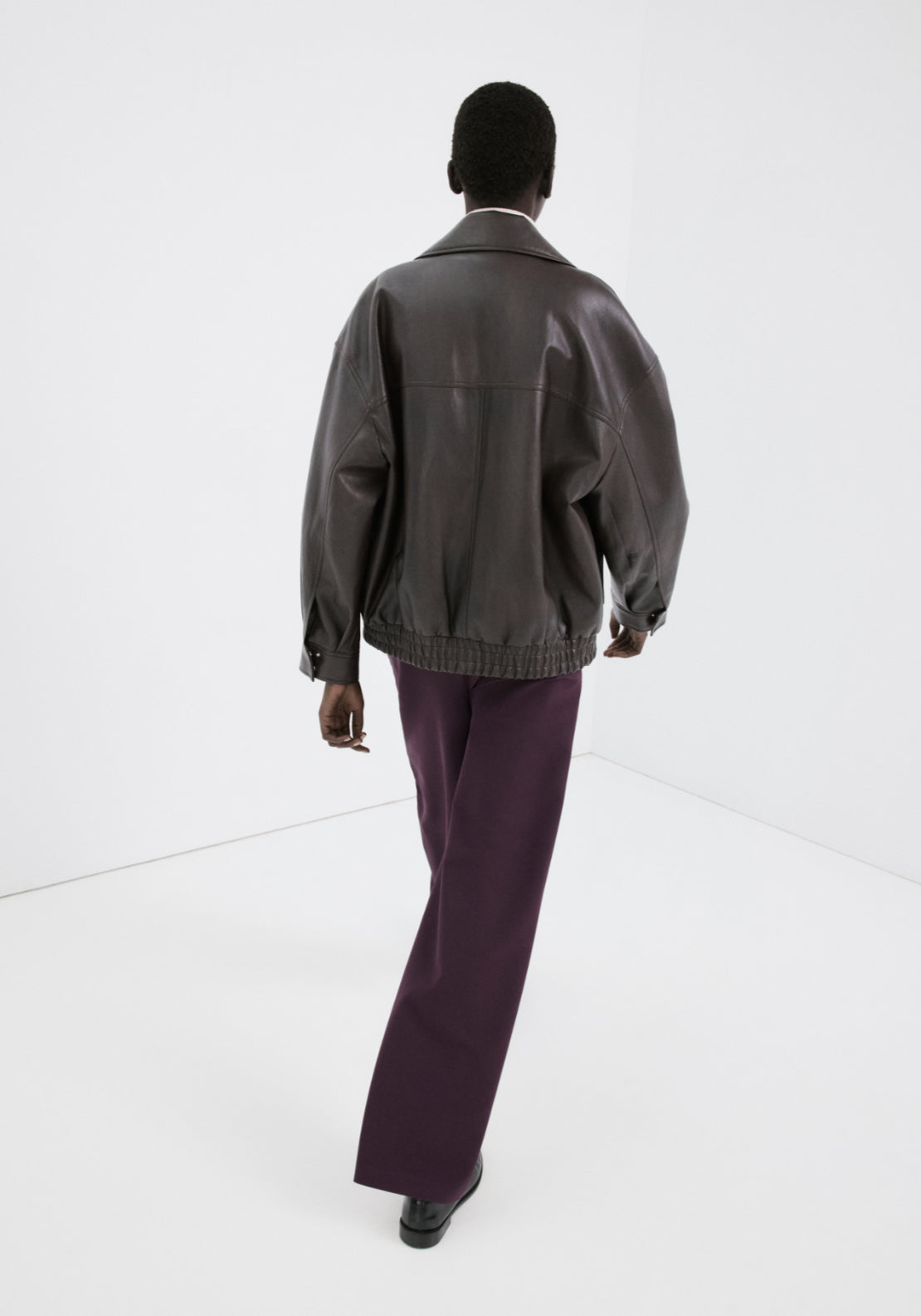 Combined Striped Trousers - Burgundy