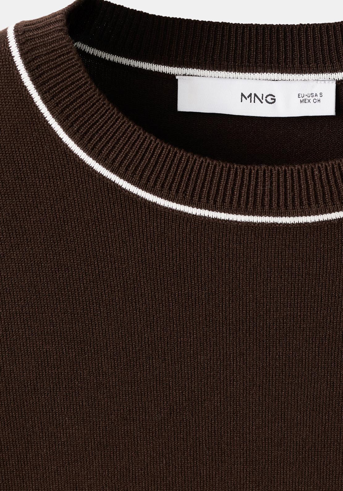 Fine Knit Sweater With Contrasting Stripes - Brown