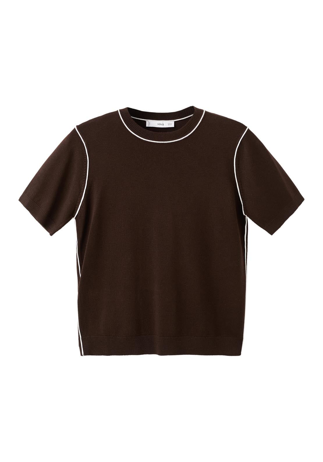 Fine Knit Sweater With Contrasting Stripes - Brown