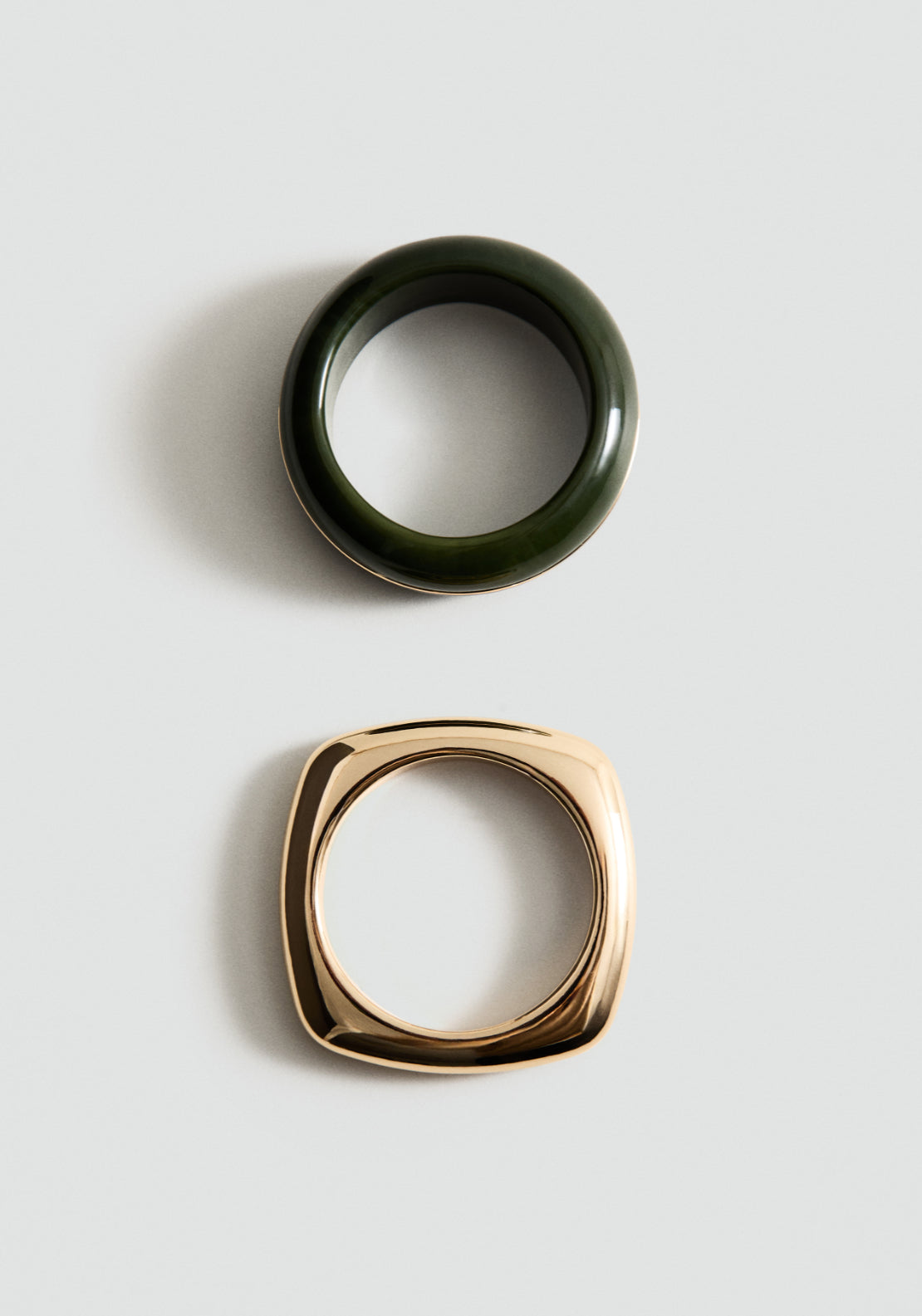 Set Of Combined Rigid Bracelets - Gold