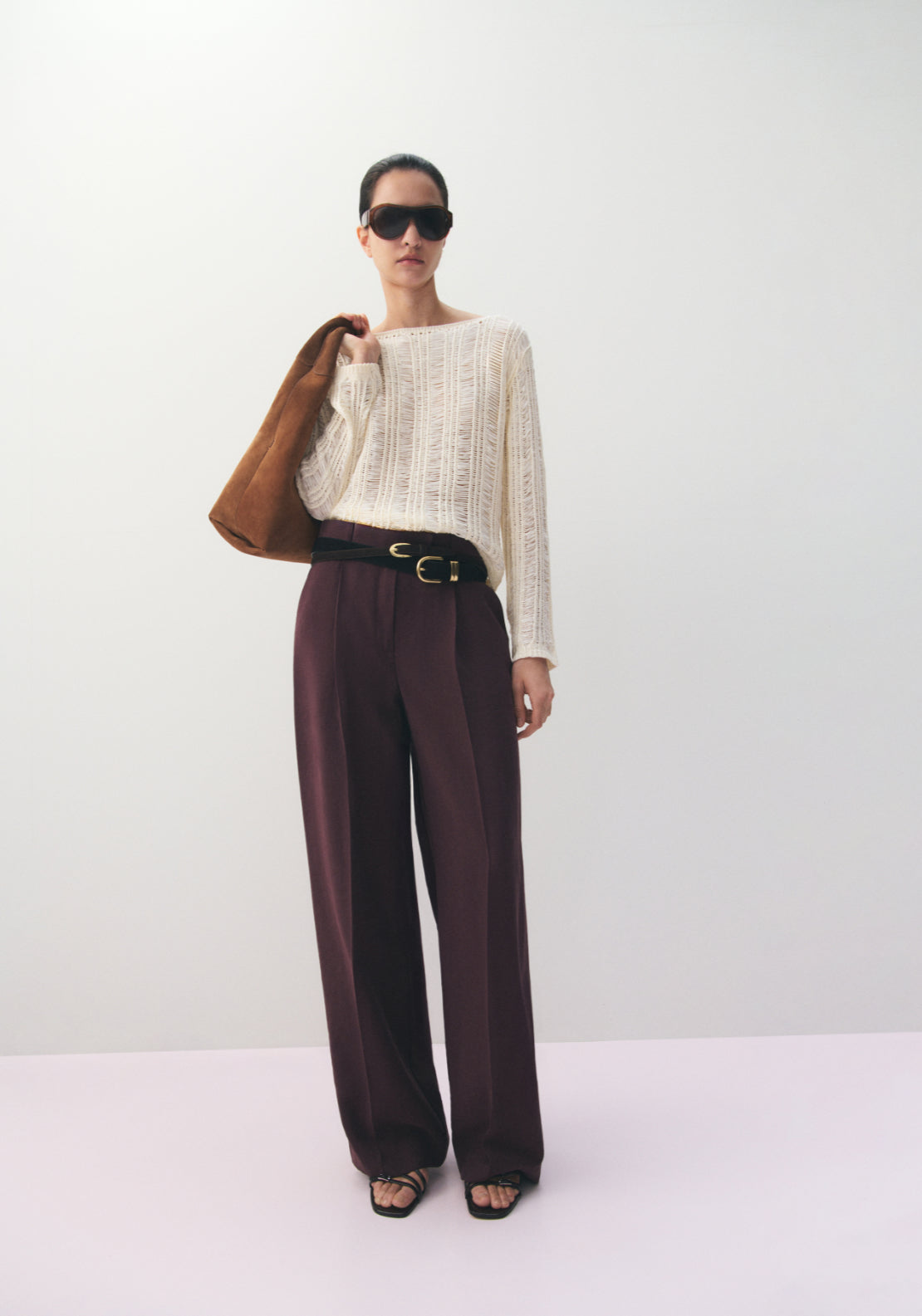 Low Rise Lyocell Trousers - Purple