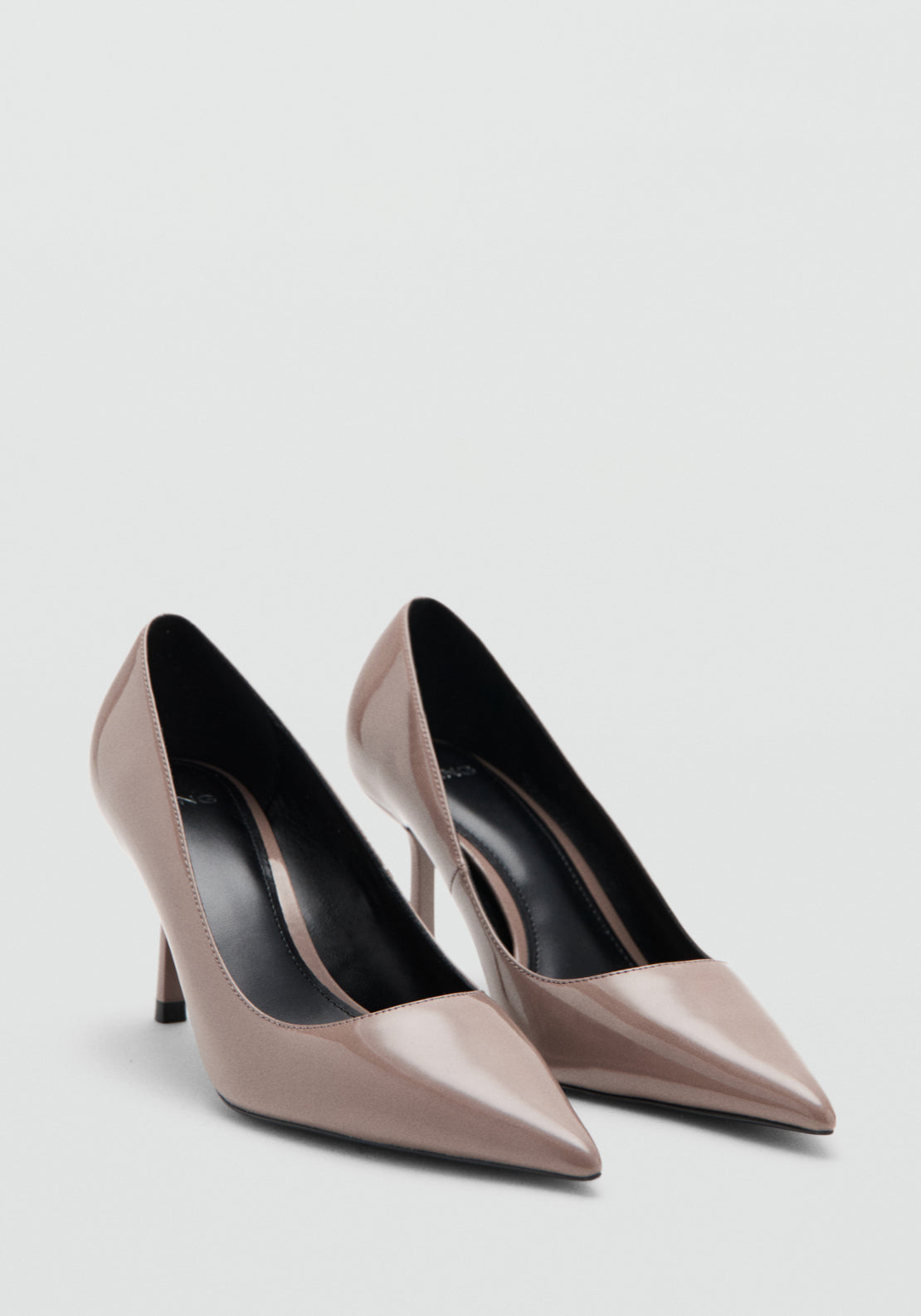 Patent Leather Point Toe Court Shoes - Light Pink