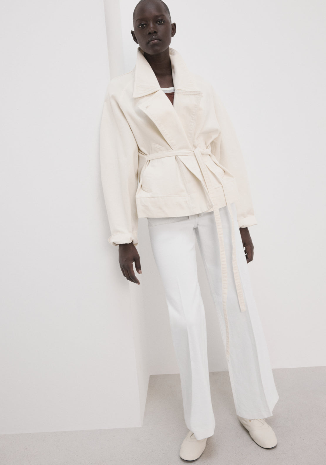 Wide Leg Jeans With Pockets - White