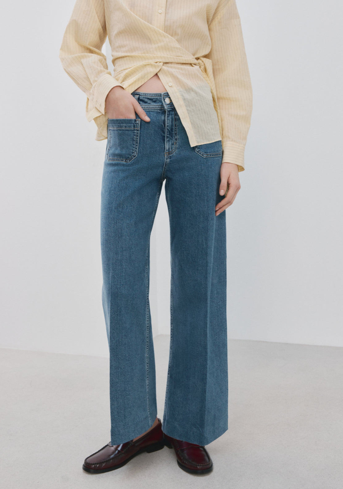 Mango Wide Fit Jeans With Pockets - Blue 1 Shaws Department Stores