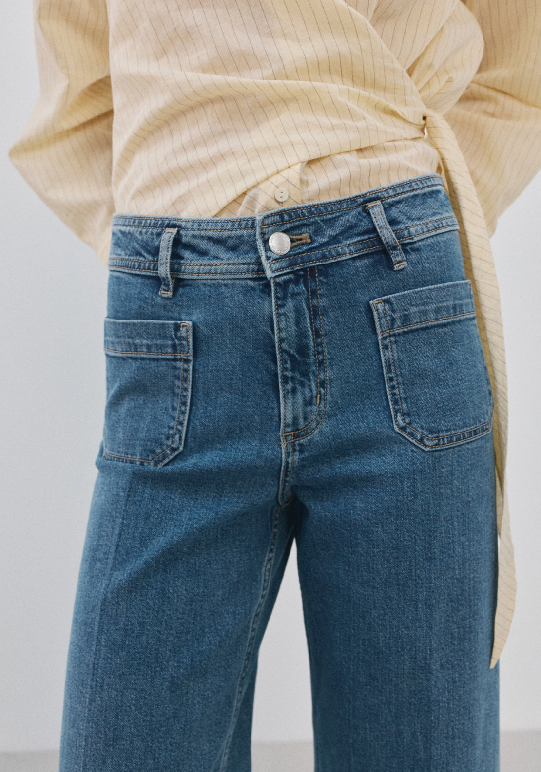 Mango Wide Fit Jeans With Pockets - Blue 3 Shaws Department Stores