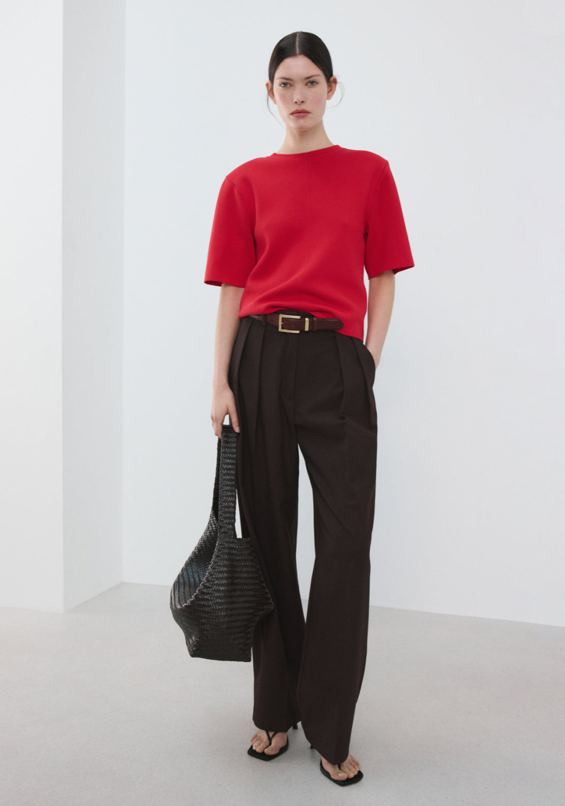 Mango Short Sleeved Knitted Sweater - Red 4 Shaws Department Stores