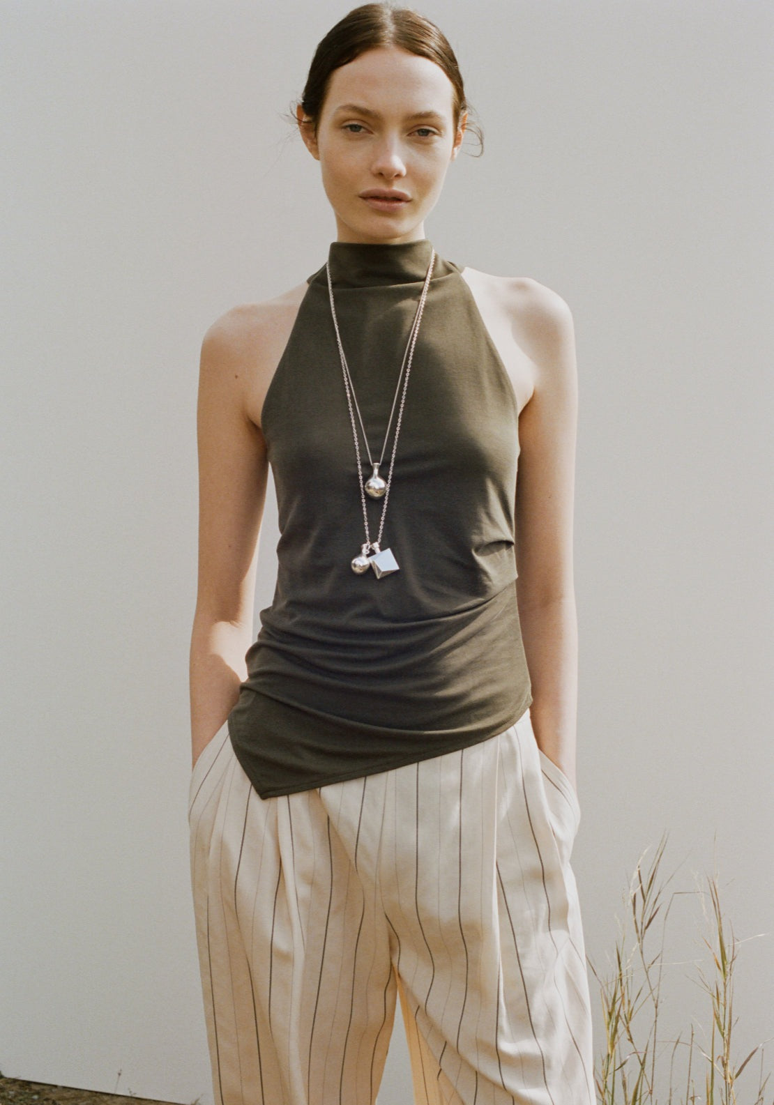 Asymmetric Ruched Top - Green