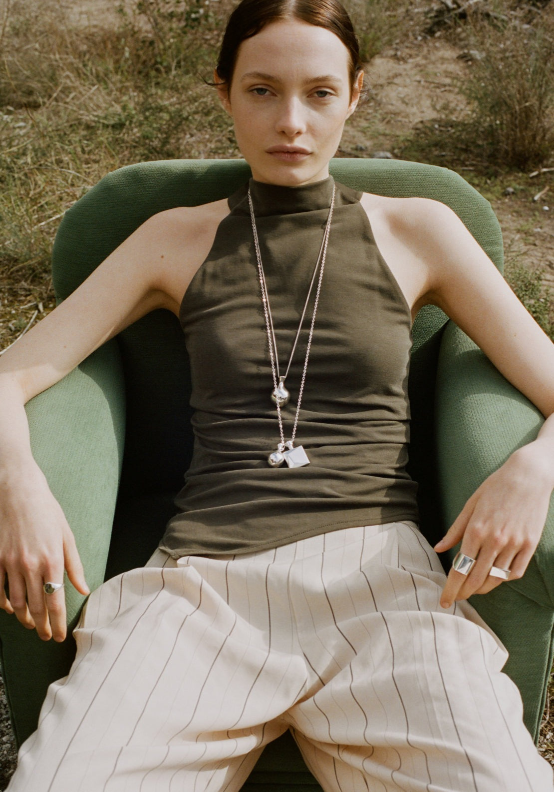 Asymmetric Ruched Top - Green