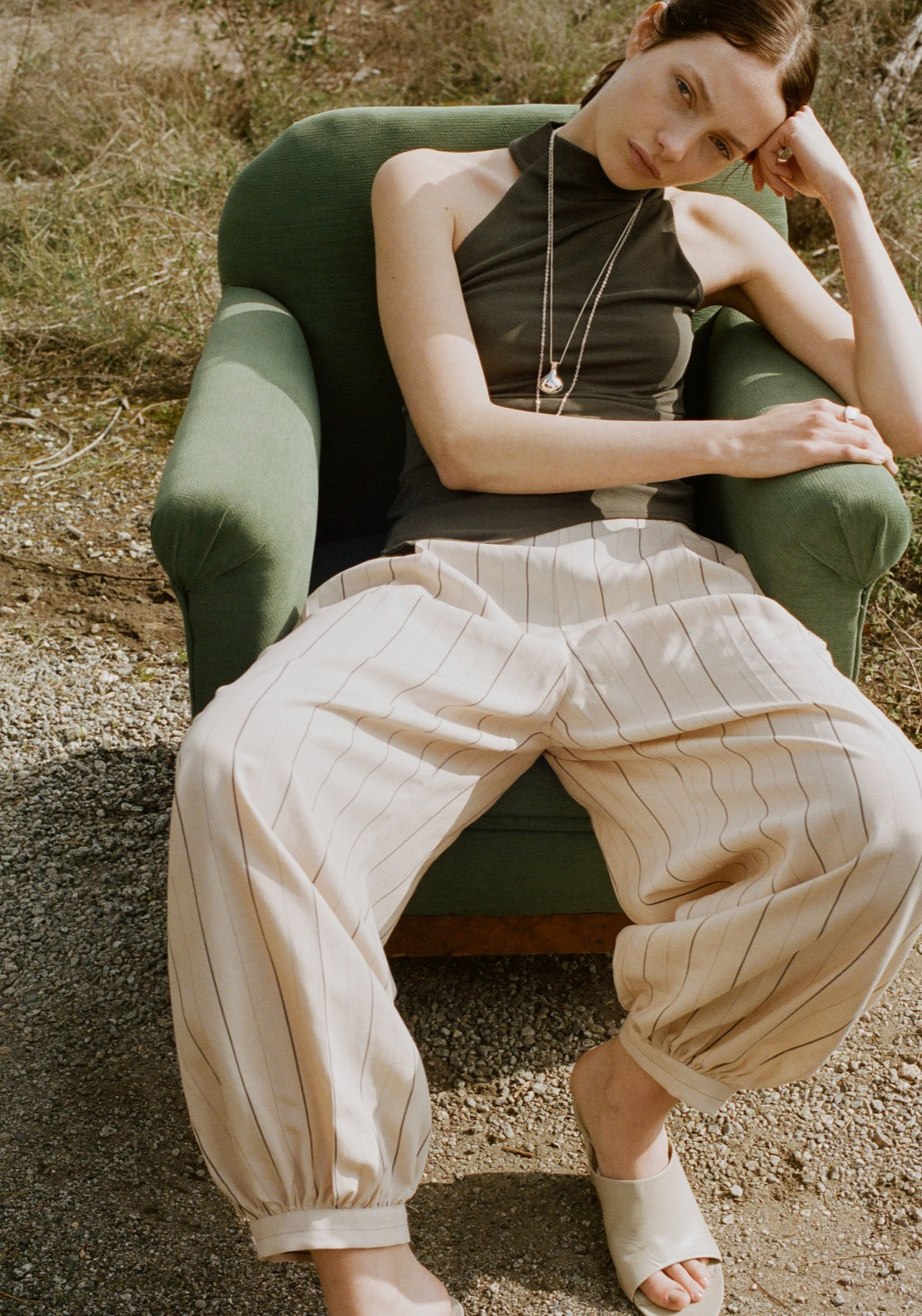 Asymmetric Ruched Top - Green