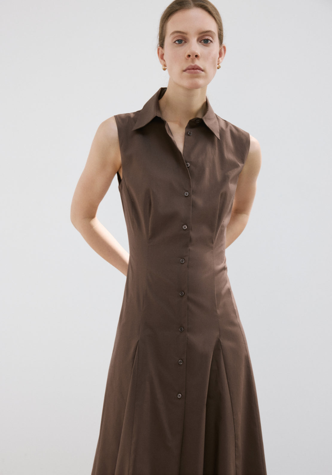 Lyocell Shirt Dress - Brown