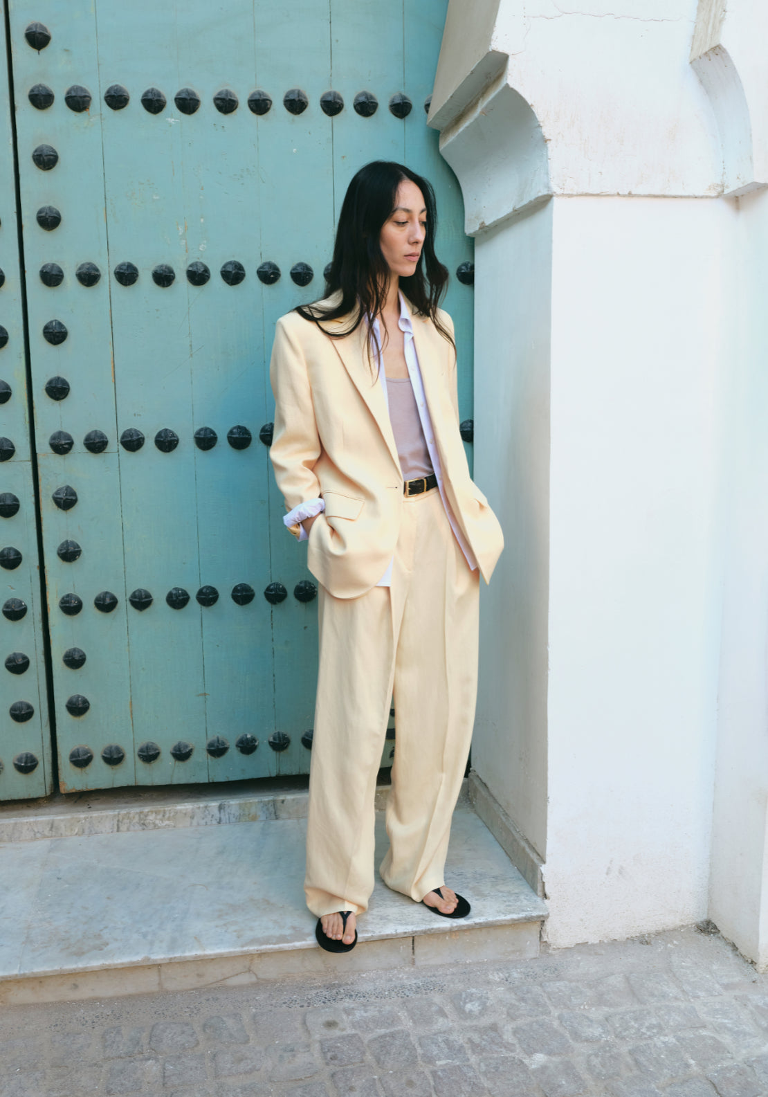 Linen Suit Jacket - Yellow