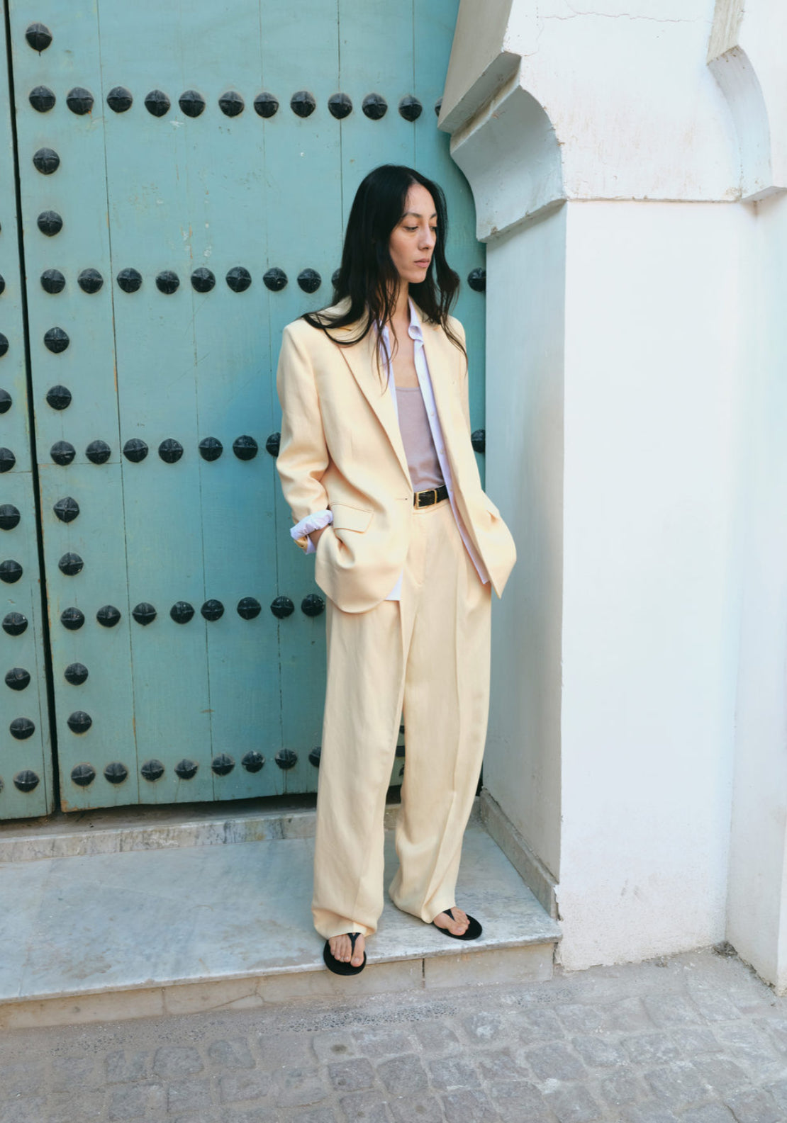 Linen Suit Jacket - Yellow