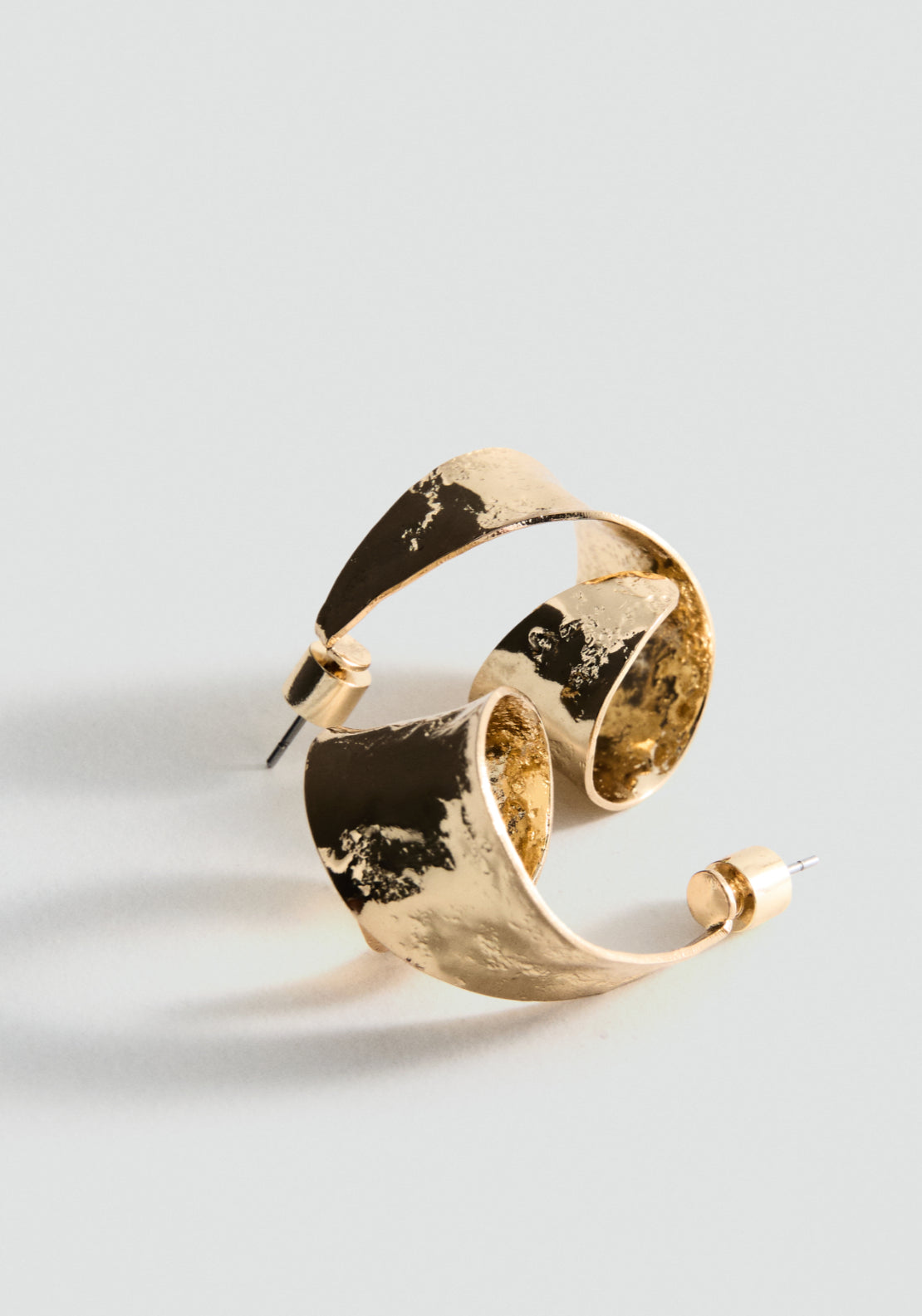 Embossed Semi Hoop Twist Earrings - Gold