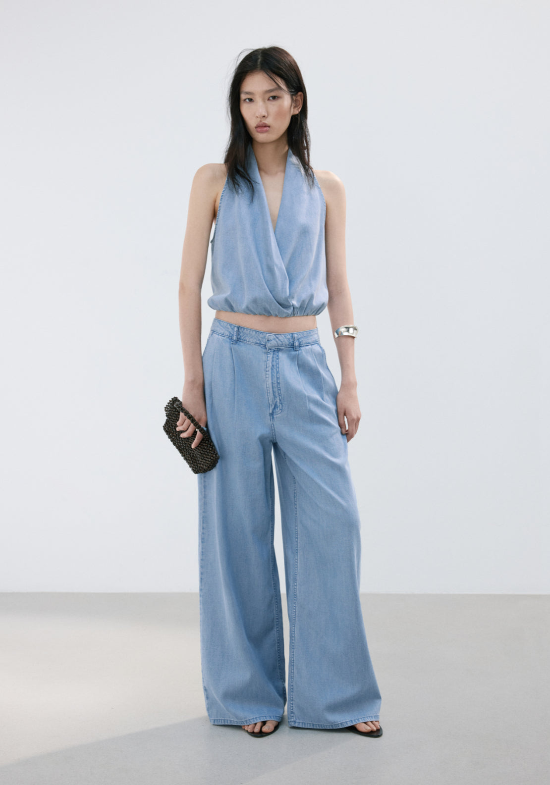 Wideleg Lyocell Trousers - Denim Blue
