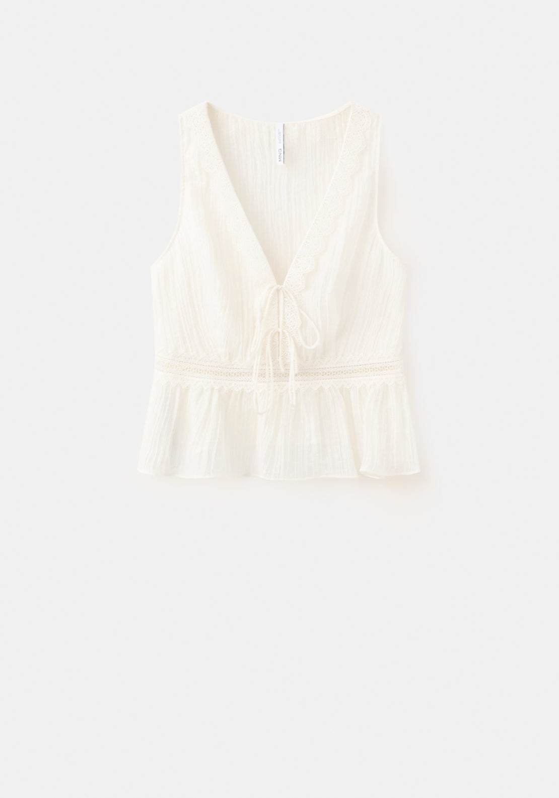 Lyocell Top With Contrasting Trim - Cream