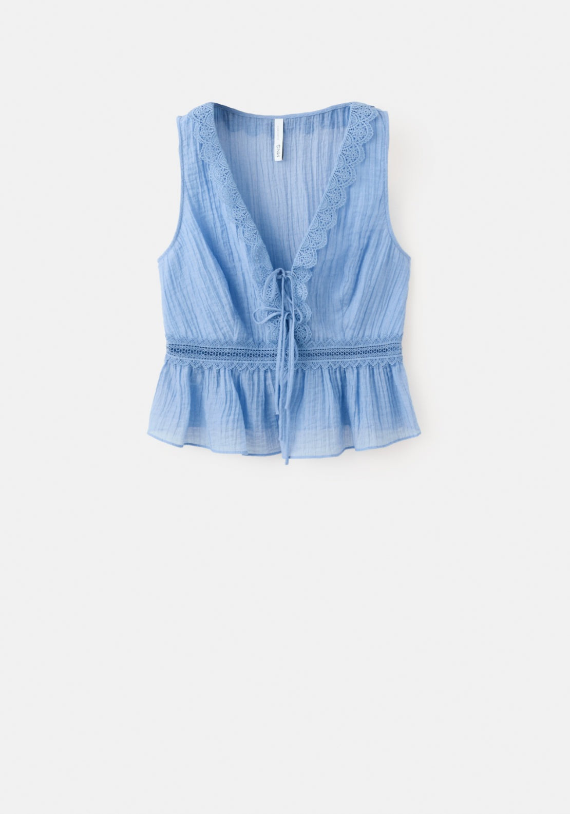Lyocell Top With Contrasting Trim - Blue
