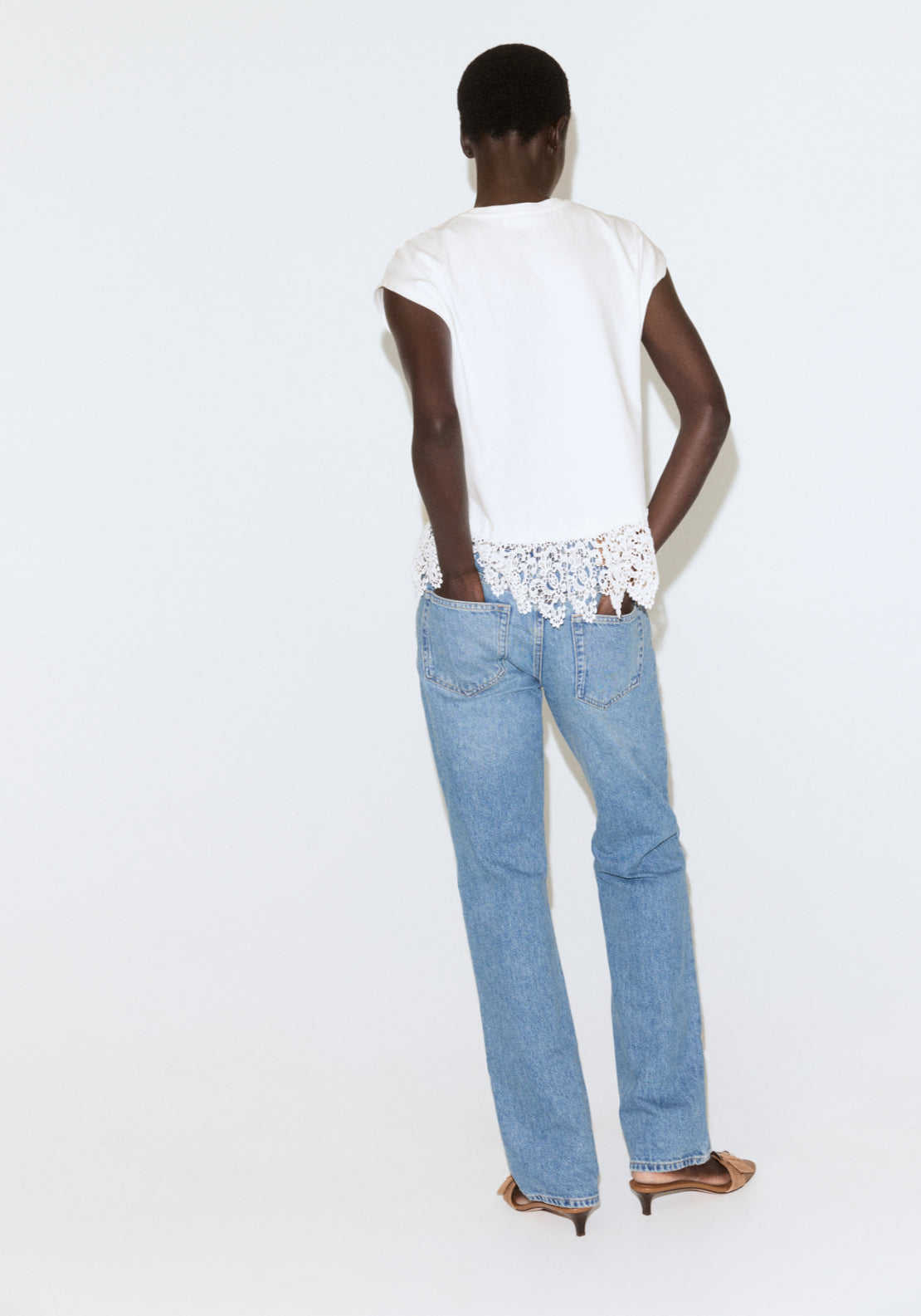Cotton T-Shirt With Broderie Anglaise Embroidery - White