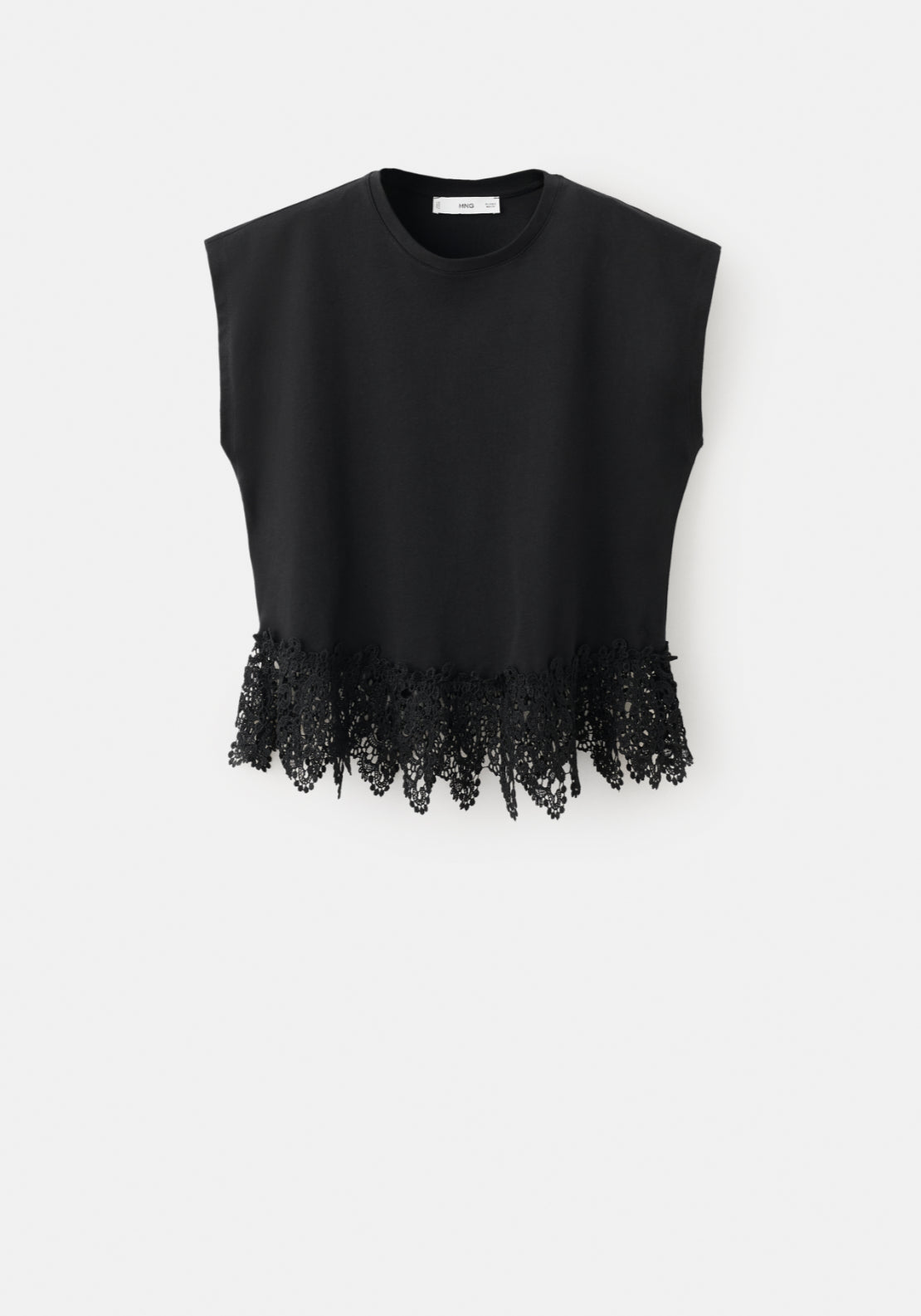 Cotton T-Shirt With Broderie Anglaise Embroidery - Black