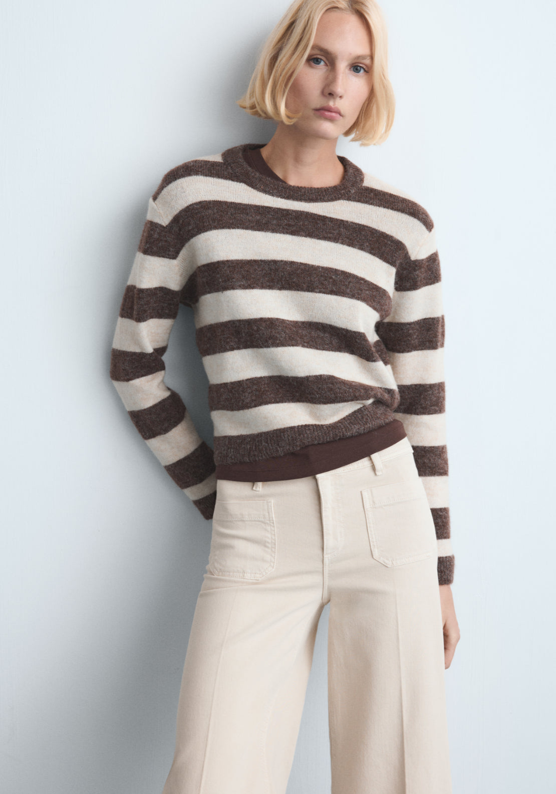 Wide Leg Jeans With Pockets - Cream
