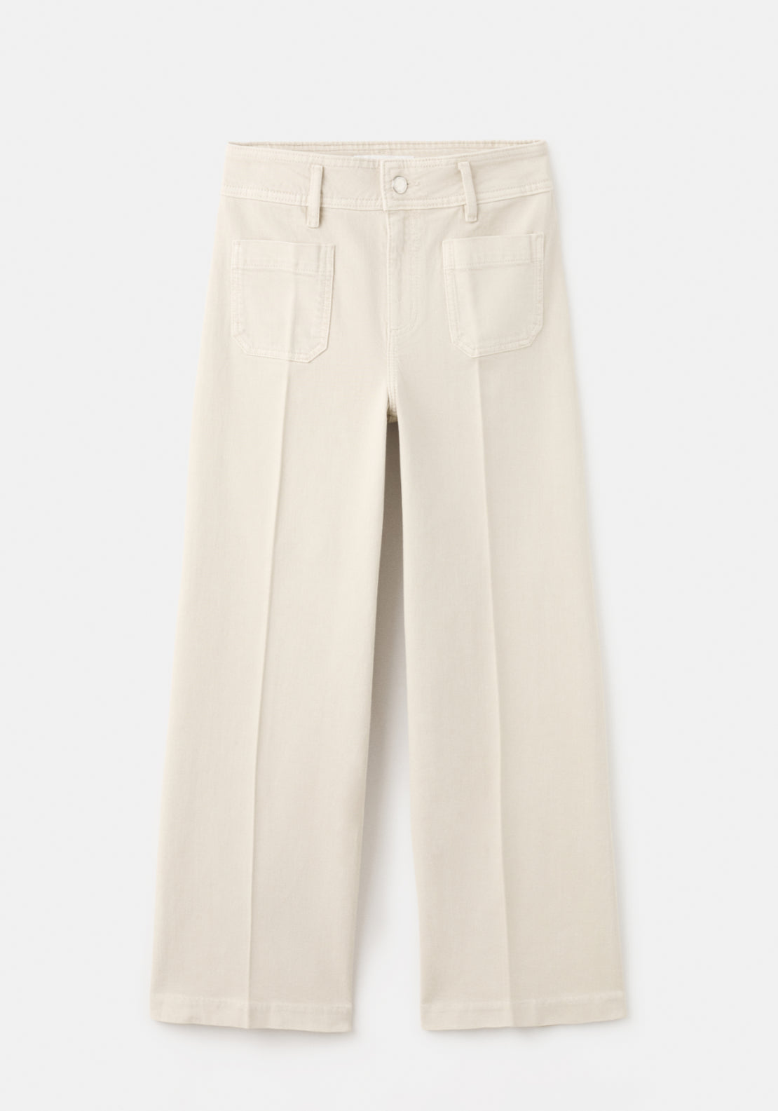Wide Leg Jeans With Pockets - Cream