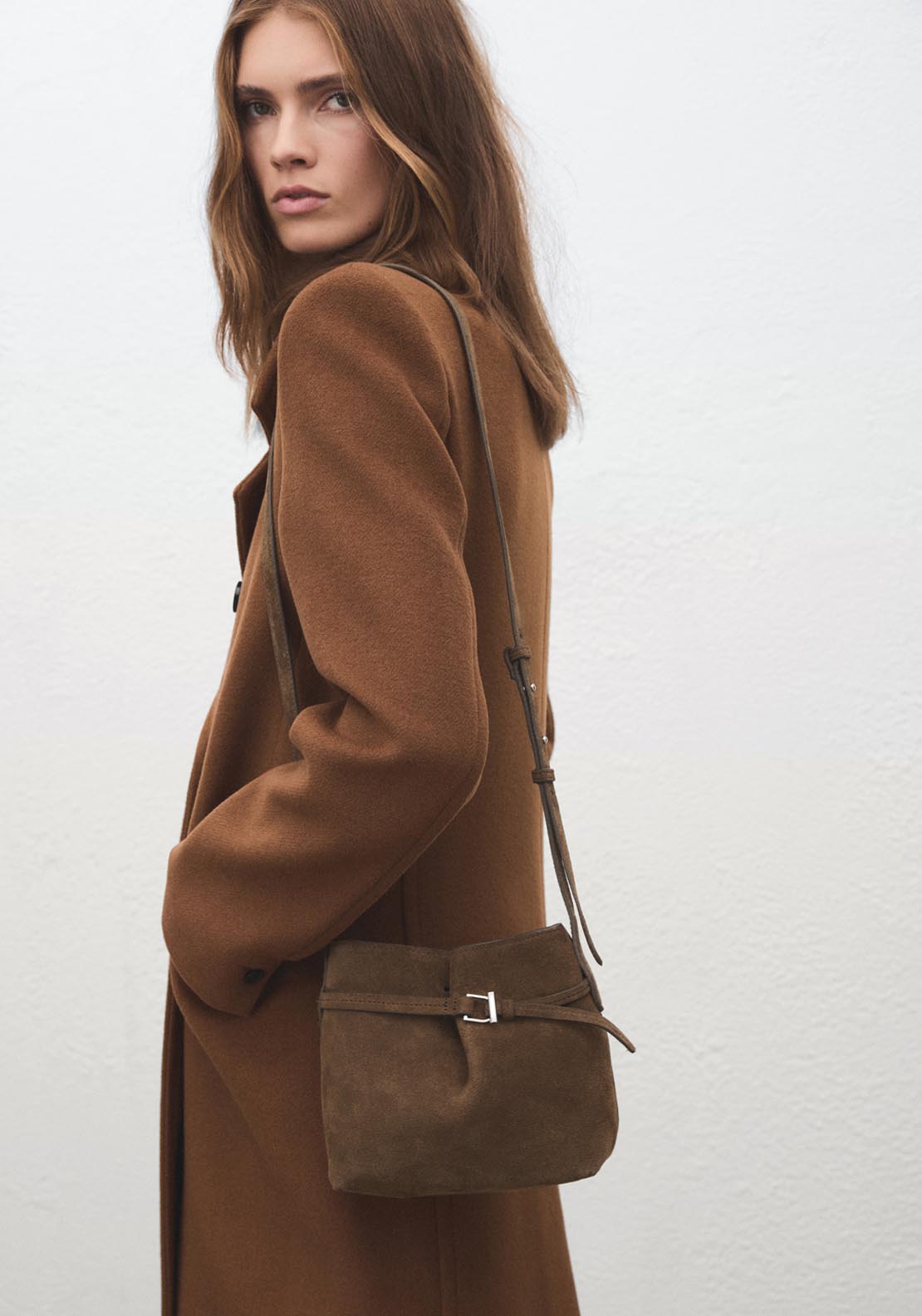 Mango Suede Crossbody Bag - Brown 2 Shaws Department Stores