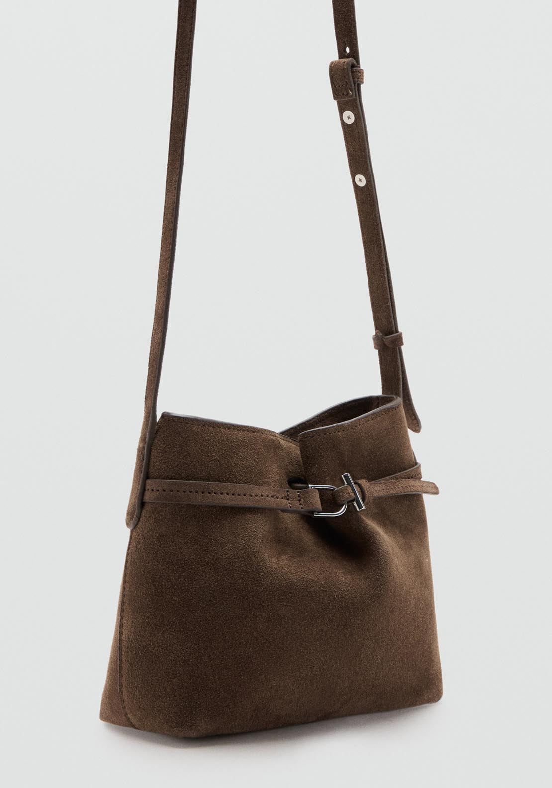 Mango Suede Crossbody Bag - Brown 1 Shaws Department Stores