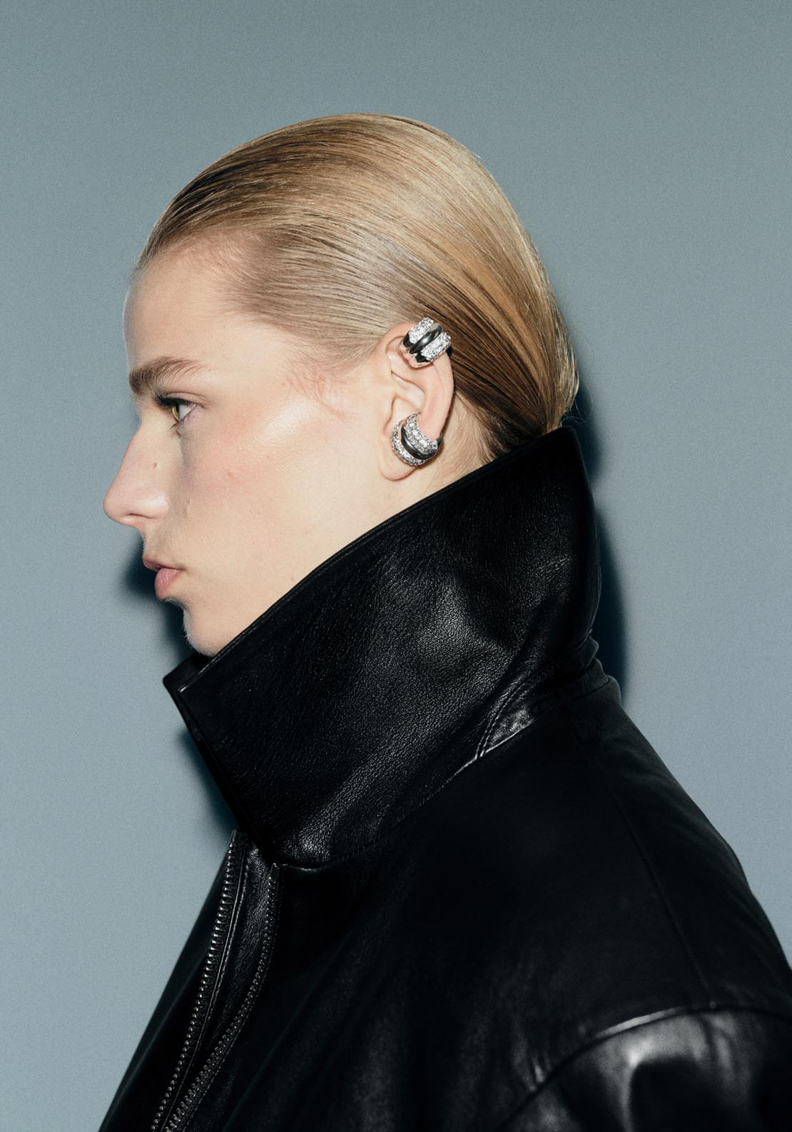 Crystal Ear Cuff Earrings - Silver