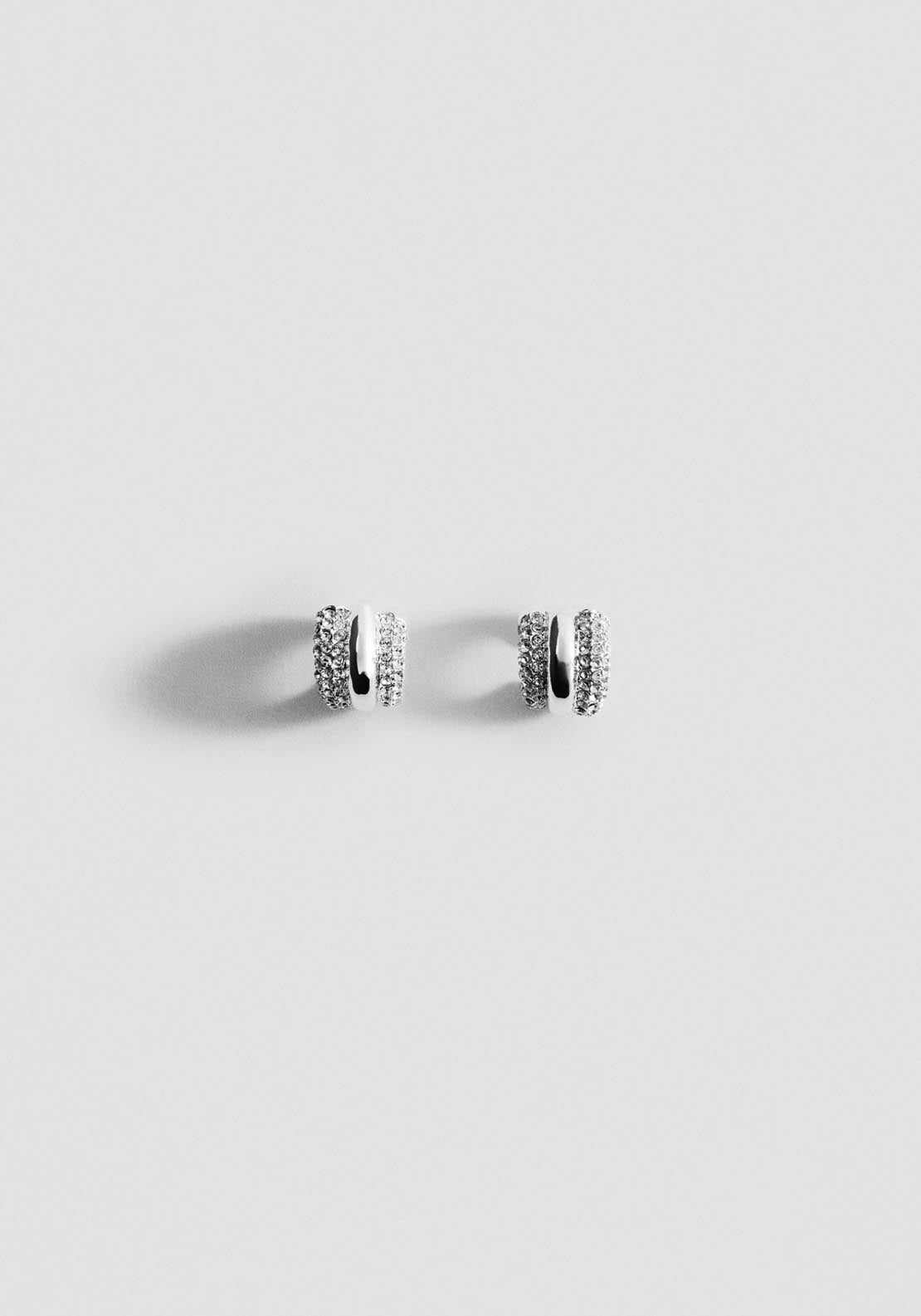 Crystal Ear Cuff Earrings - Silver