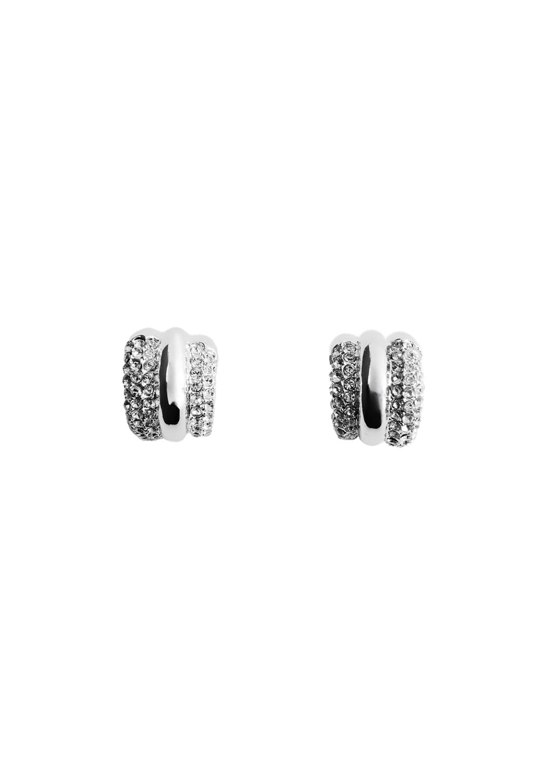 Crystal Ear Cuff Earrings - Silver