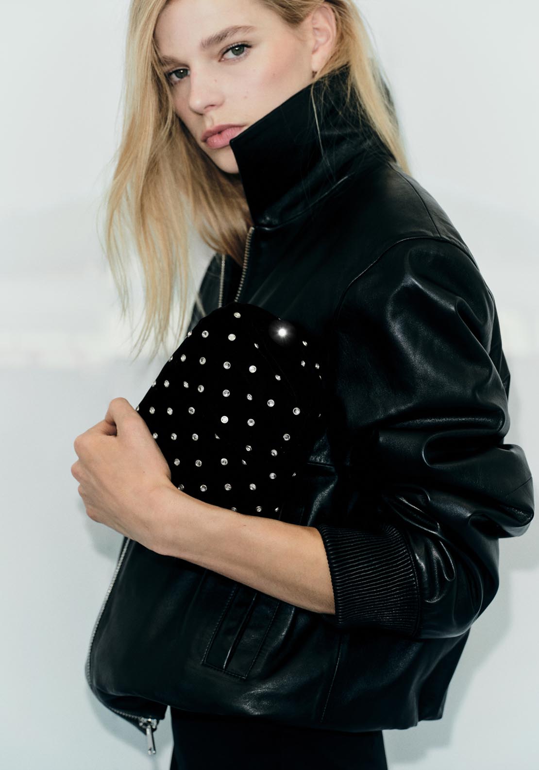 Mango Velvet Clutch With Rhinestones - Black 2 Shaws Department Stores