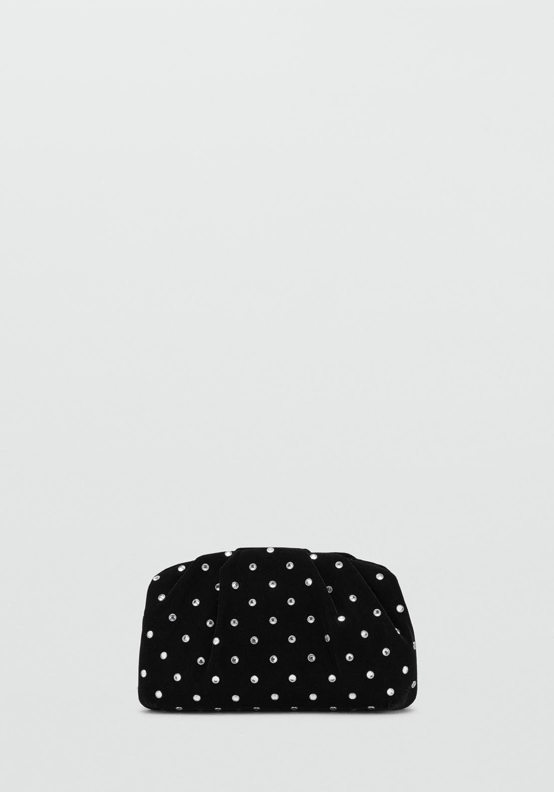 Mango Velvet Clutch With Rhinestones - Black 6 Shaws Department Stores