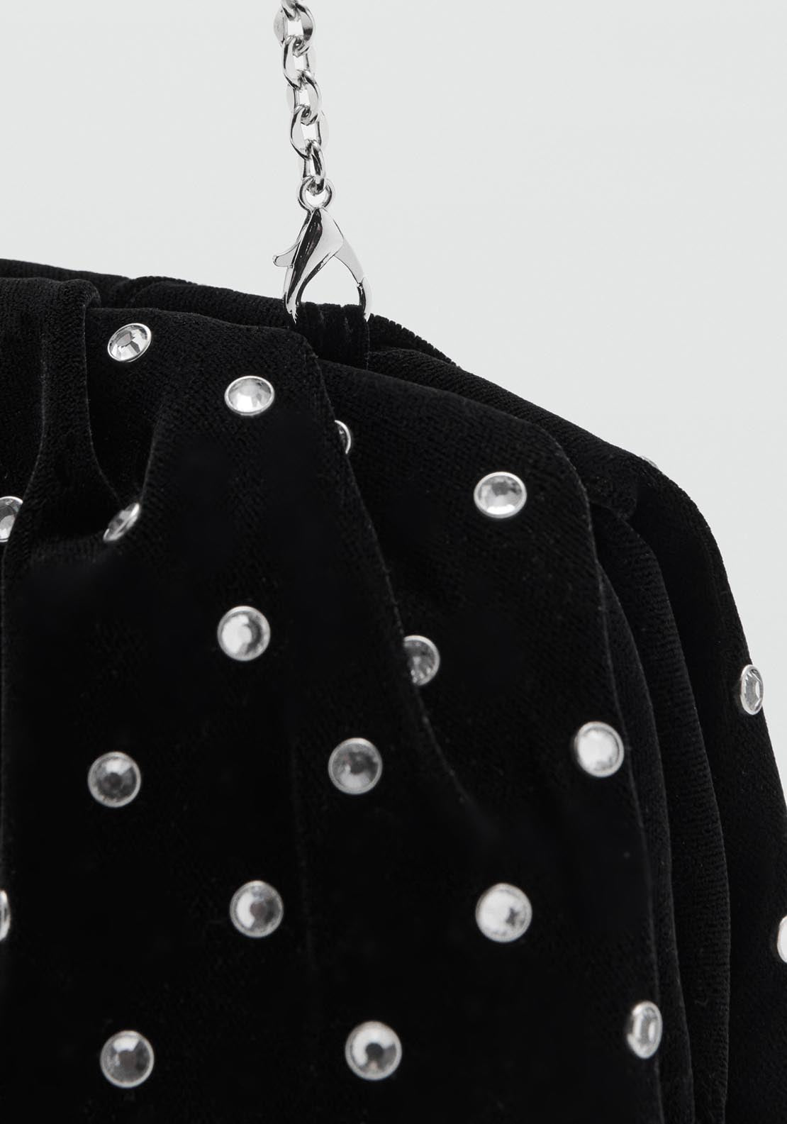 Mango Velvet Clutch With Rhinestones - Black 4 Shaws Department Stores