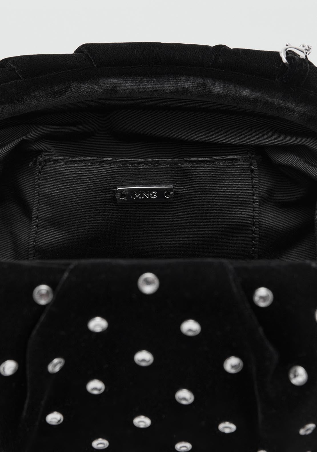 Mango Velvet Clutch With Rhinestones - Black 5 Shaws Department Stores