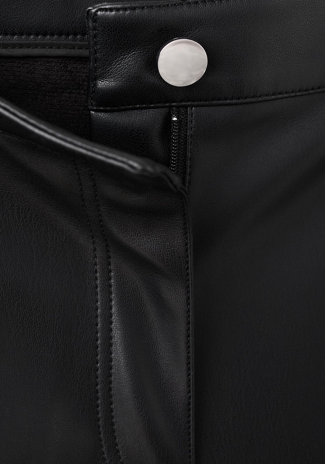 Mango Faux Leather Flared Trousers - Black 5 Shaws Department Stores