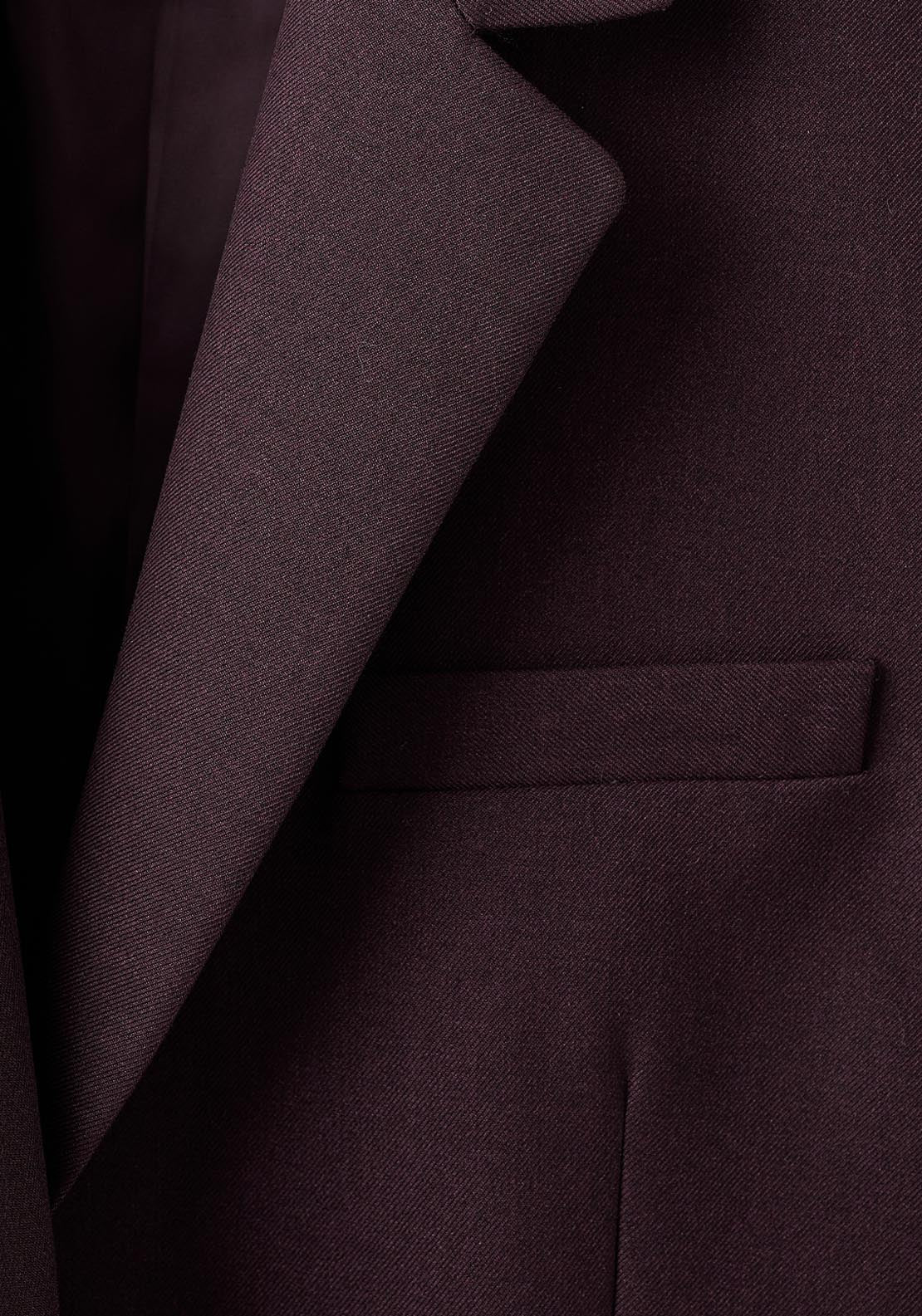 Straight Suit Jacket With Lapel Pockets - Burgundy