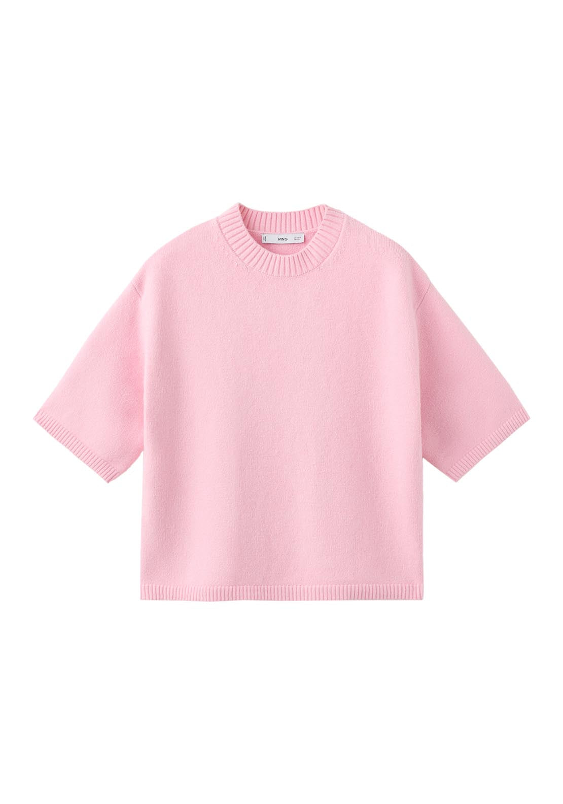 Short-Sleeved Knitted Sweater - Pink