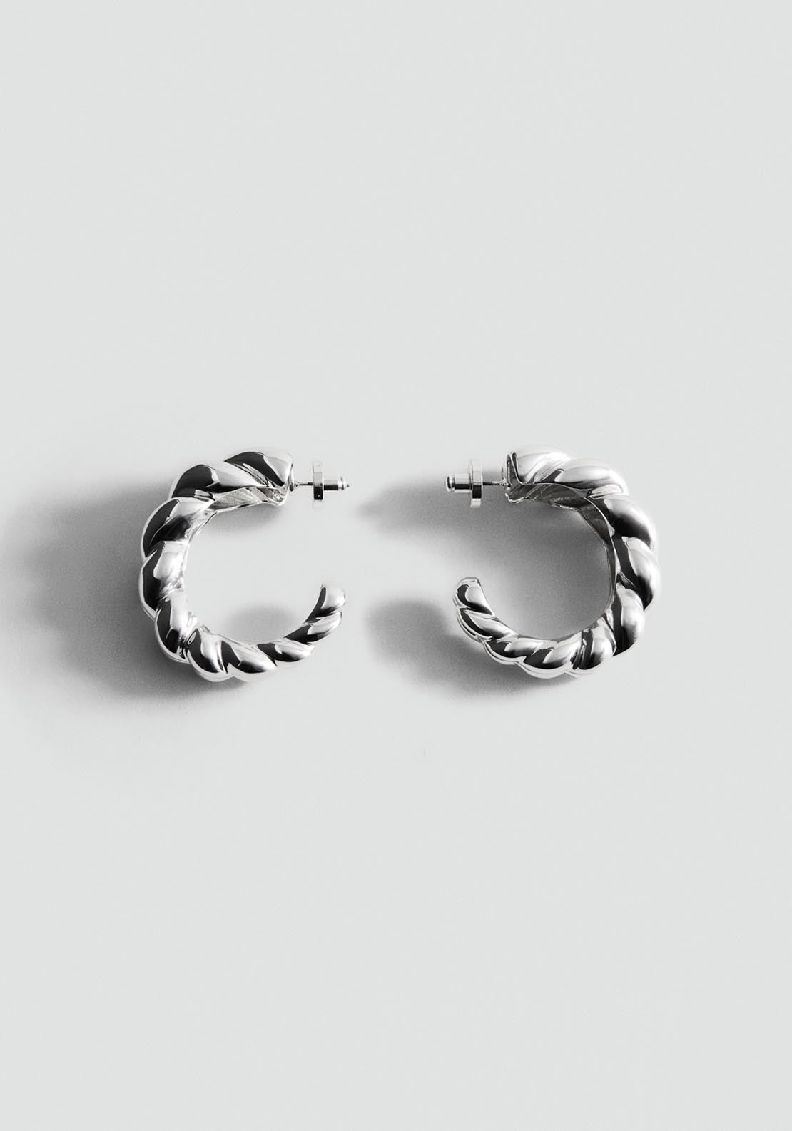 Embossed Hoop Earrings - Silver