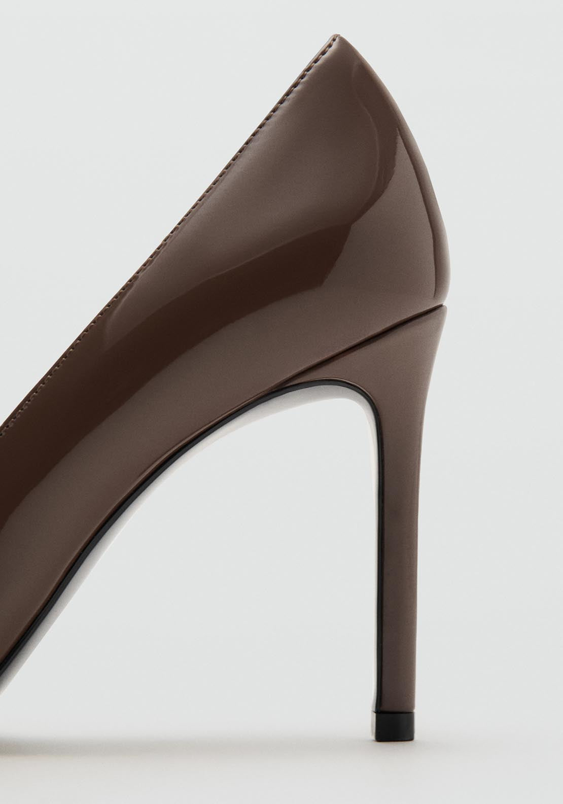 Asymmetrical Patent Leather Court Shoes - Brown