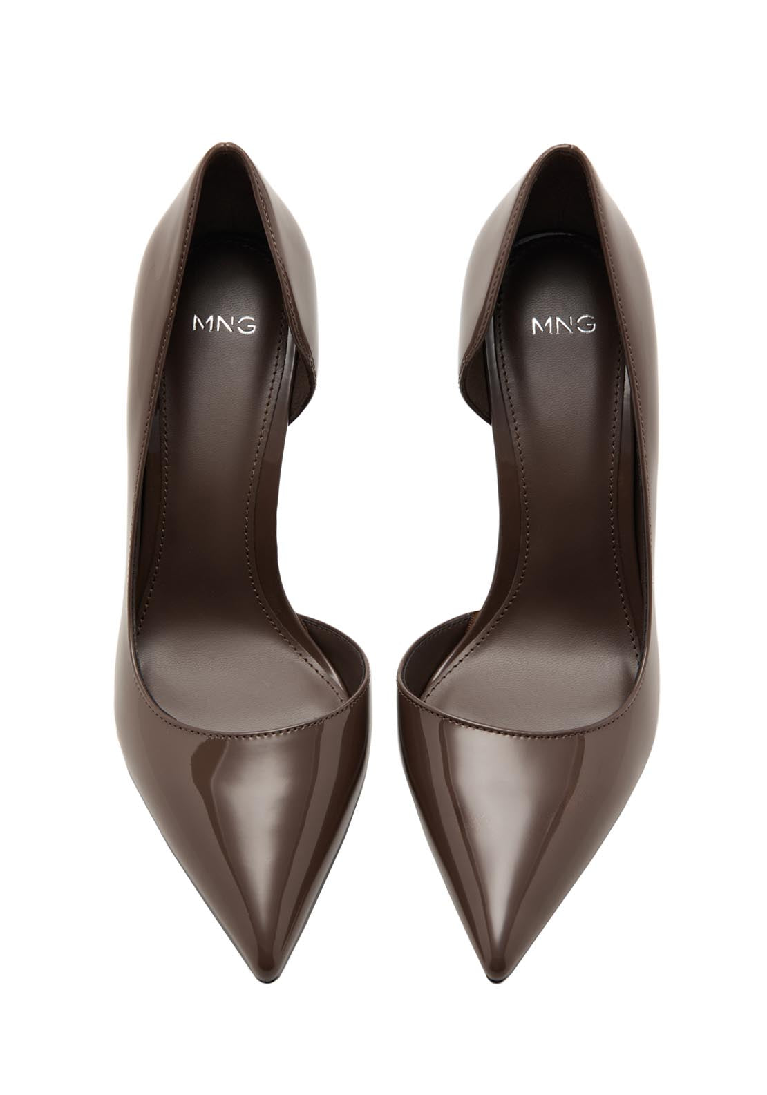 Asymmetrical Patent Leather Court Shoes - Brown