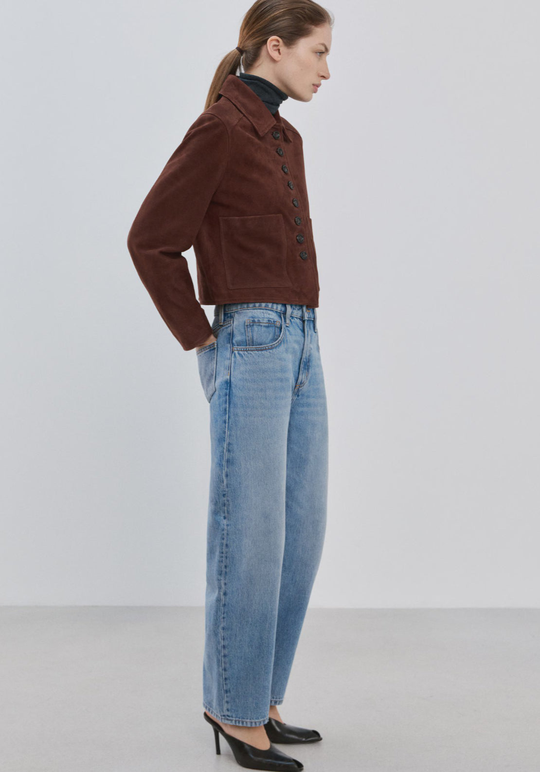 High-Waisted Barrel Jeans - Blue