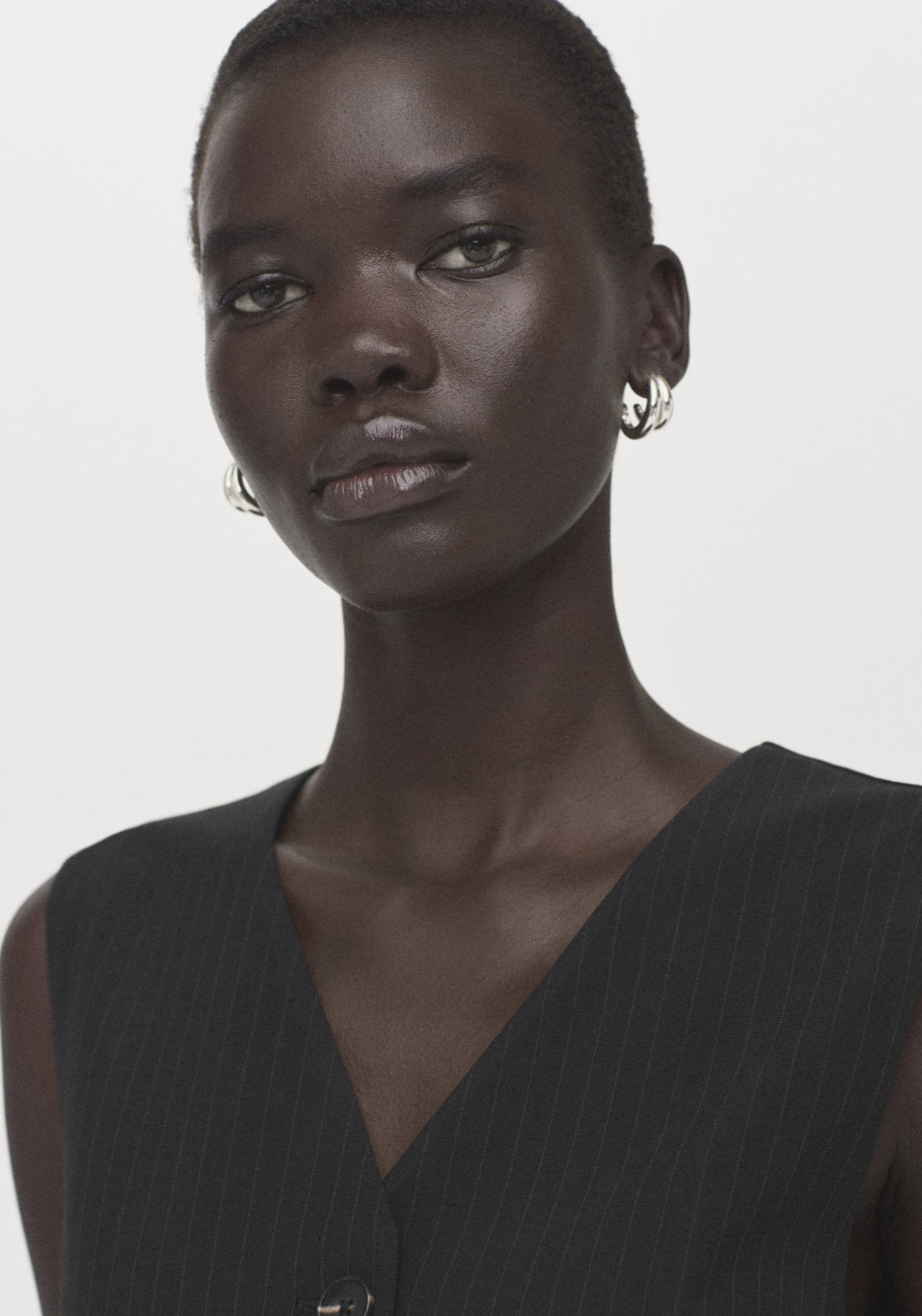 Pinstripe Suit Style Jumpsuit - Black