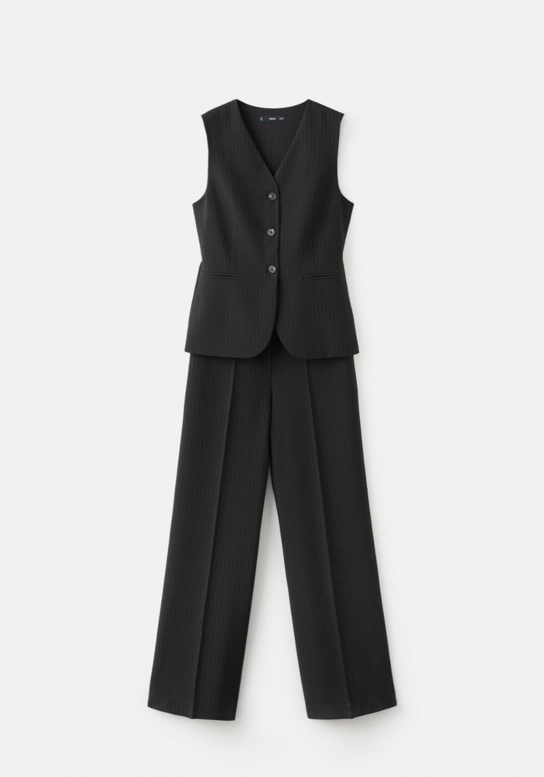 Pinstripe Suit Style Jumpsuit - Black