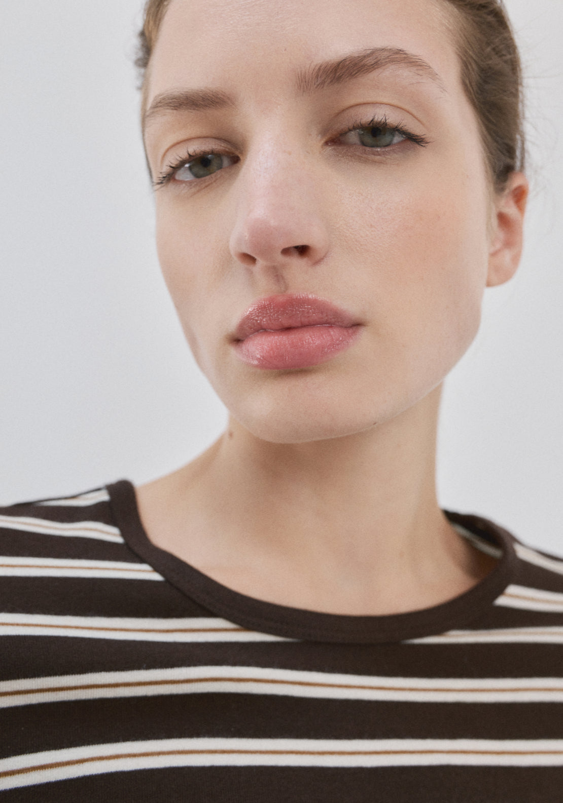 Striped Long Sleeves T-Shirt - Brown