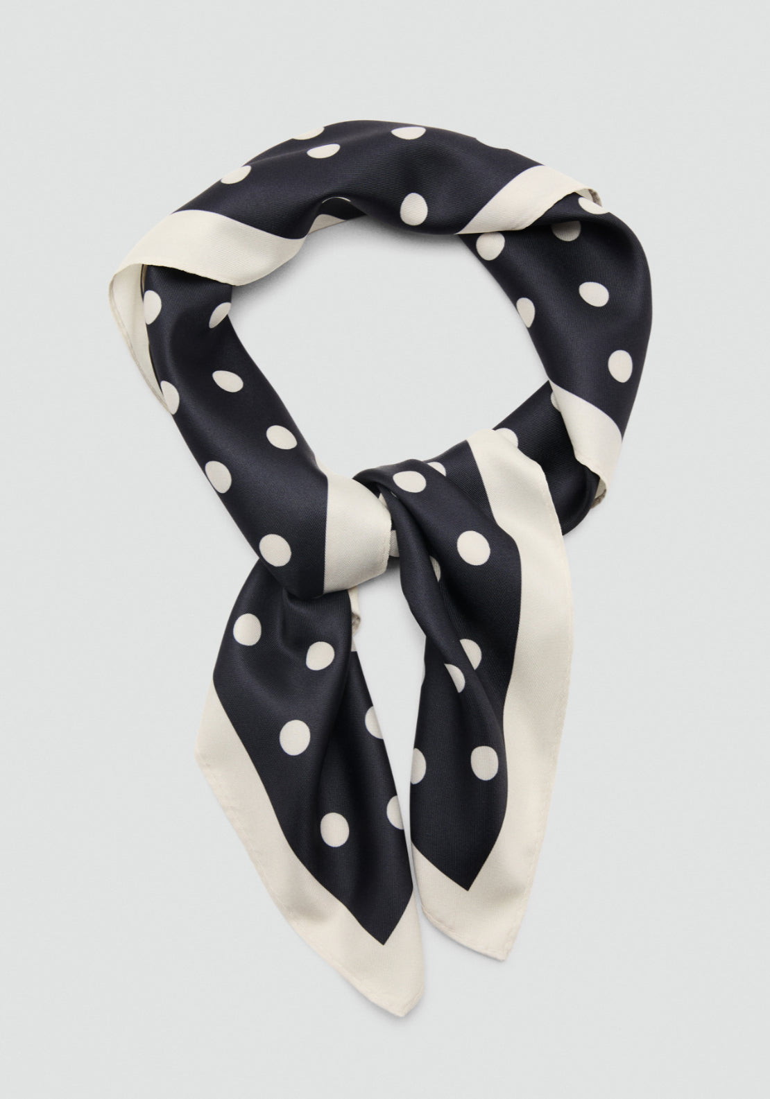 Satin Polka Dot Scarf - Cream