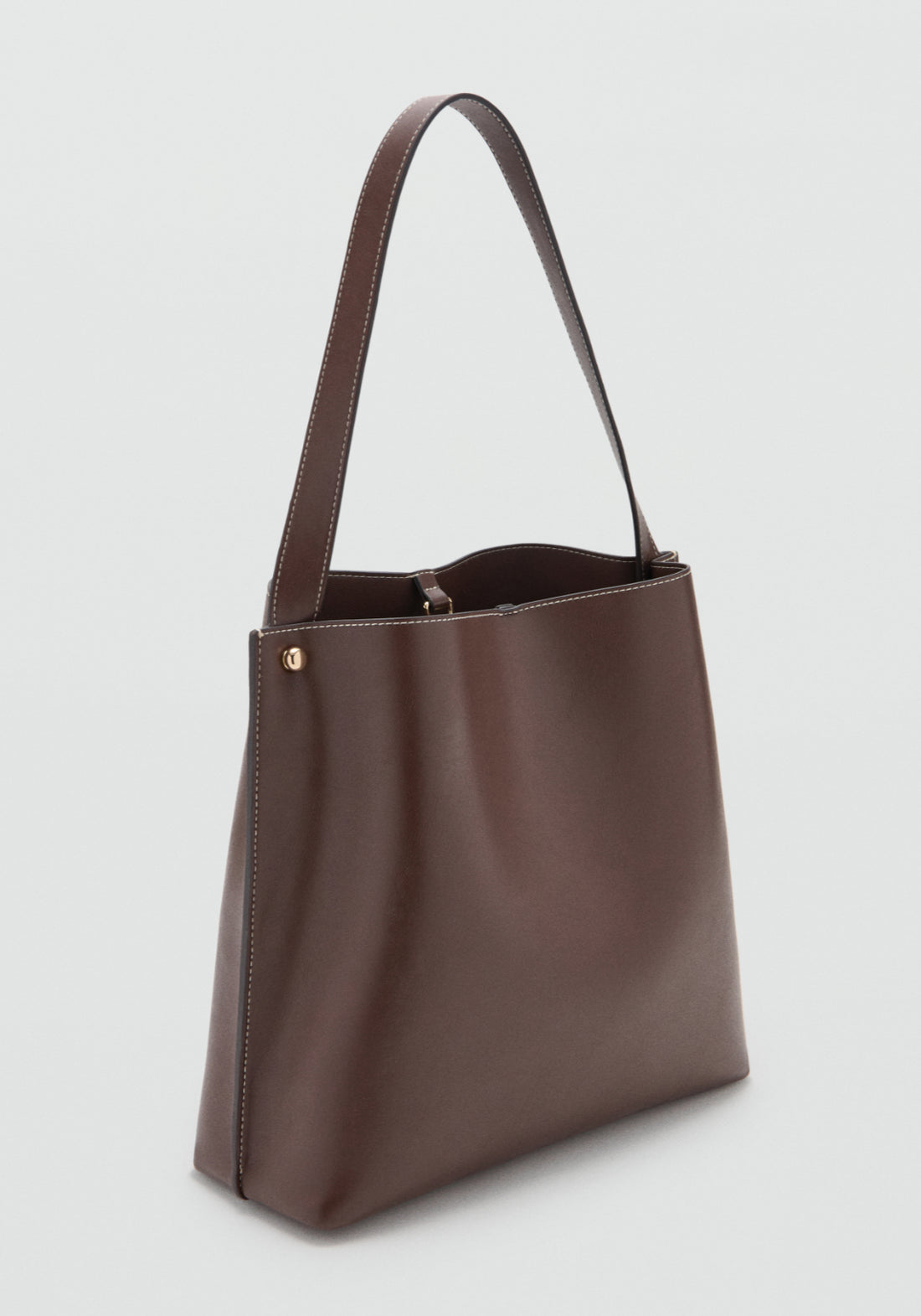 Bucket Bag With Metal Details - Brown