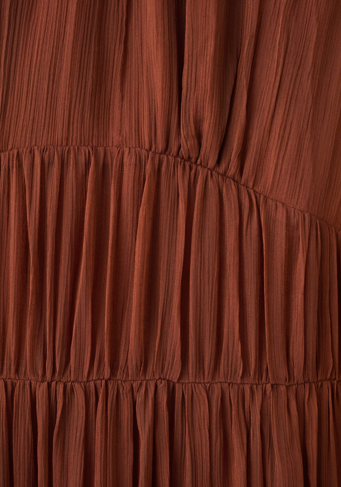 Pleated Chiffon Dress - Brown