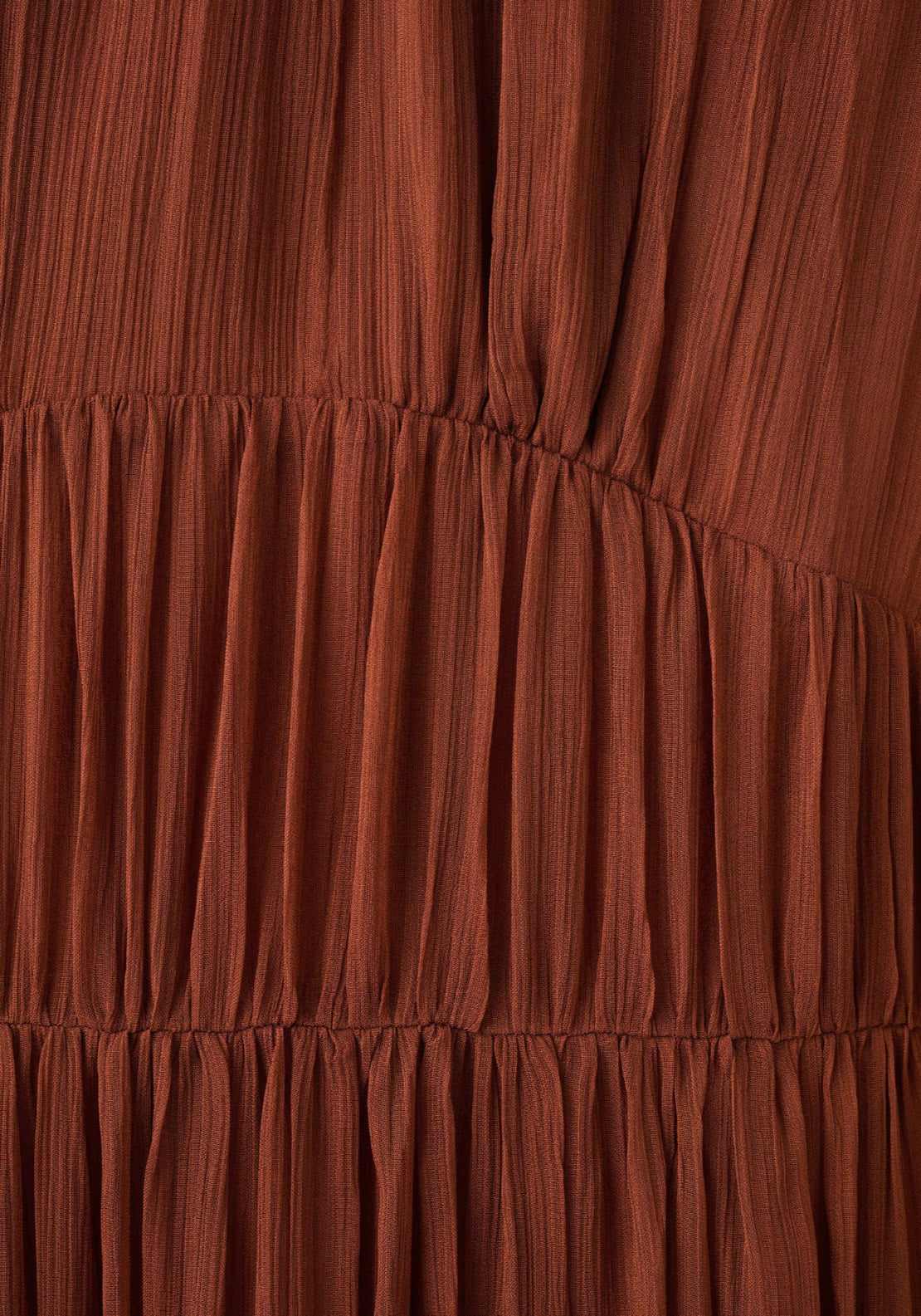 Pleated Chiffon Dress - Brown