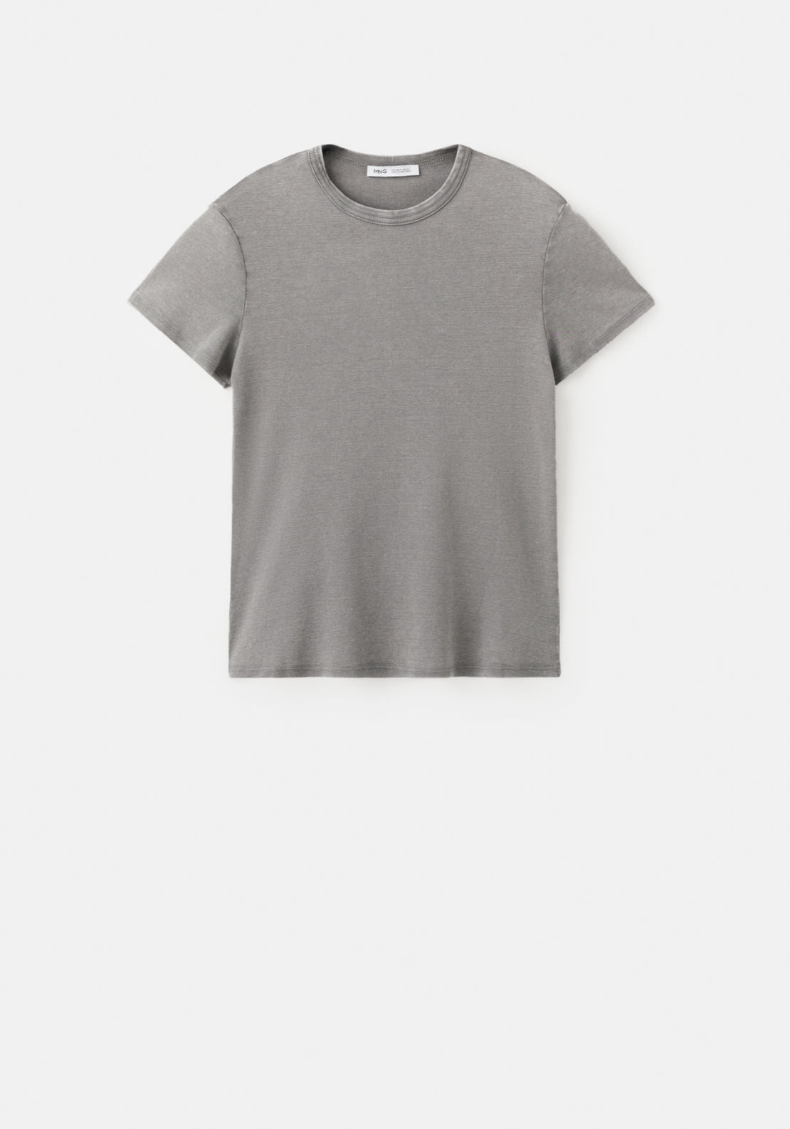 Washed Effect Cotton T-Shirt - Grey