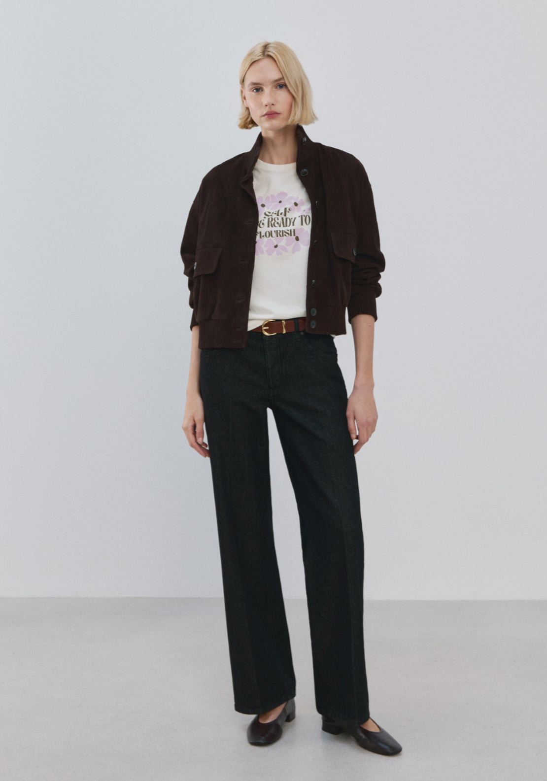 Printed Cotton Blend T-Shirt - Purple